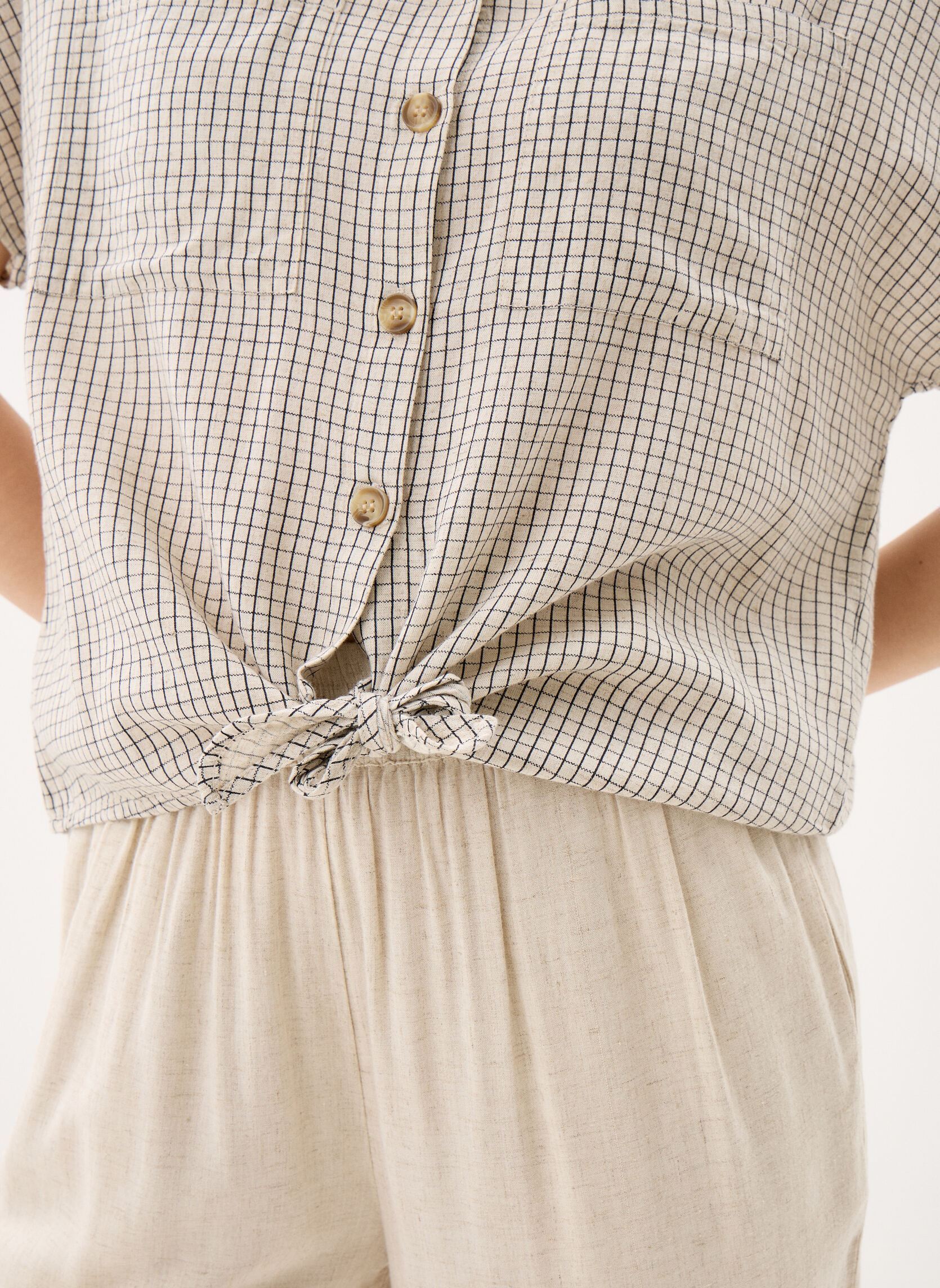 Chemises manches courtes PCPIA SS TIE SHIRT WVN NOOS femme beige Pieces Chemises manches courtes PCPIA SS TIE SHIRT WVN NOOS femme beige Birch Checks:BLACK