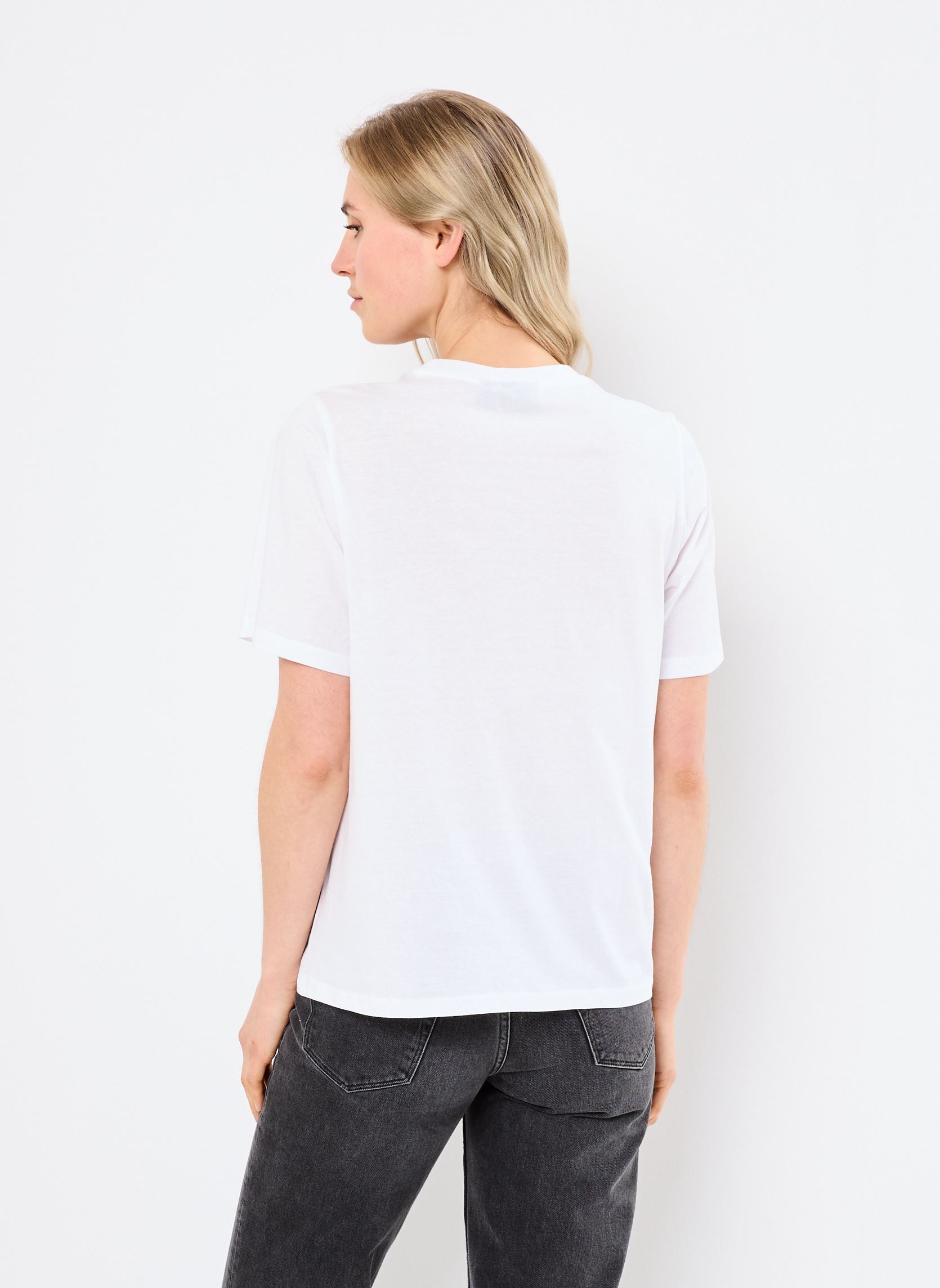 Kurzarm-T-Shirts PCABANDA SS PRINT TEE JRS BC SWW damen weiß Pieces Kurzarm-T-Shirts PCABANDA SS PRINT TEE JRS BC SWW damen weiß Bright White Jaws