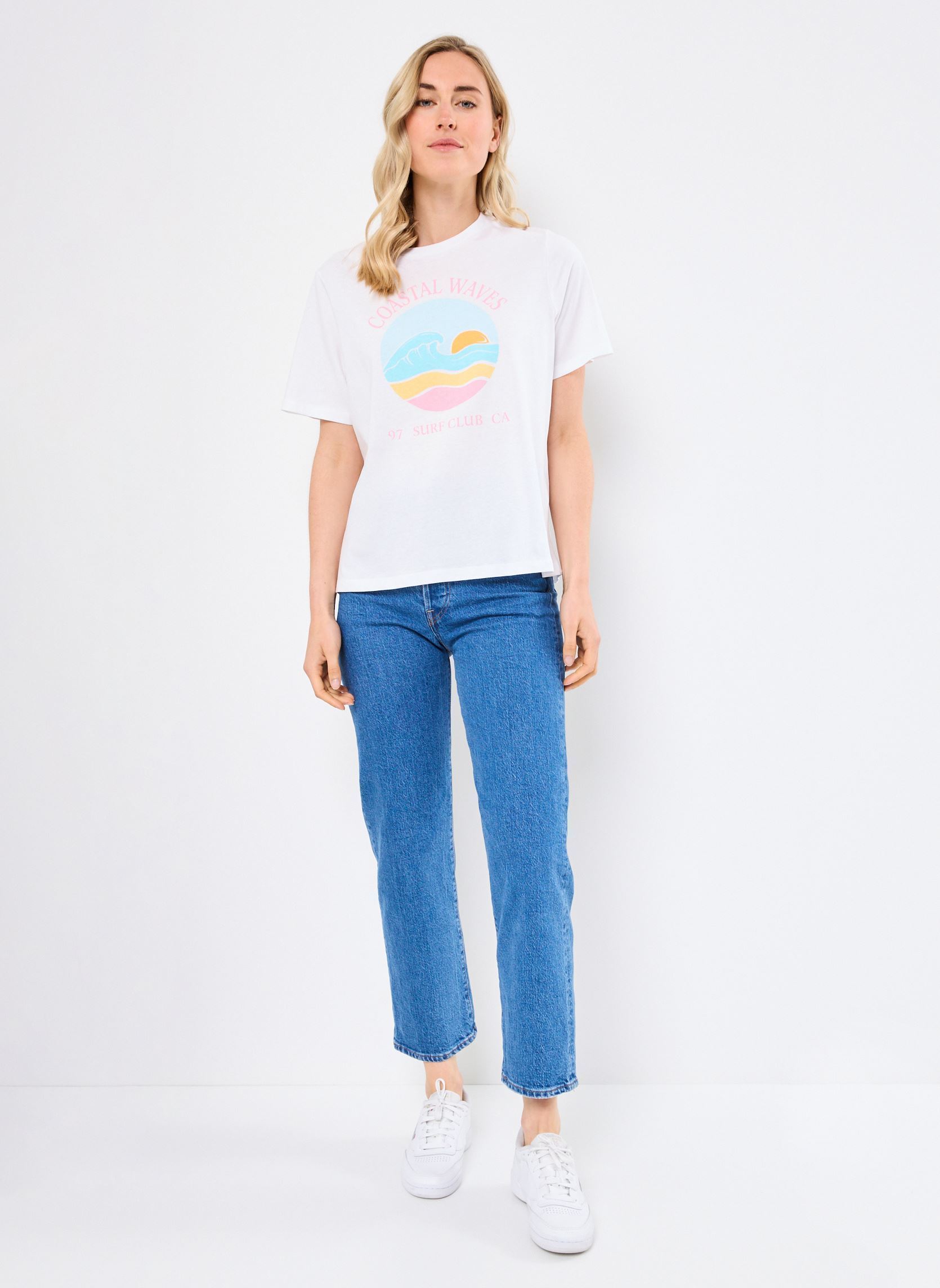 T-shirt a maniche corte PCBANDA SS TEE JRS SWW BC donna bianco Pieces T-shirt a maniche corte PCBANDA SS TEE JRS SWW BC donna bianco Bright White Coastal