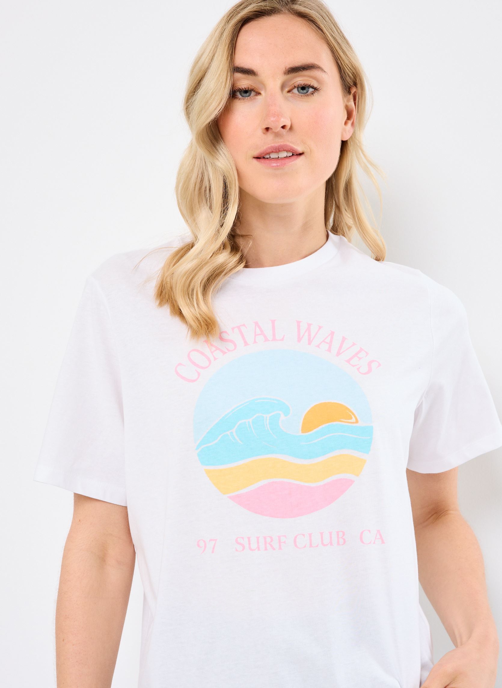 T-shirt a maniche corte PCBANDA SS TEE JRS SWW BC donna bianco Pieces T-shirt a maniche corte PCBANDA SS TEE JRS SWW BC donna bianco Bright White Coastal
