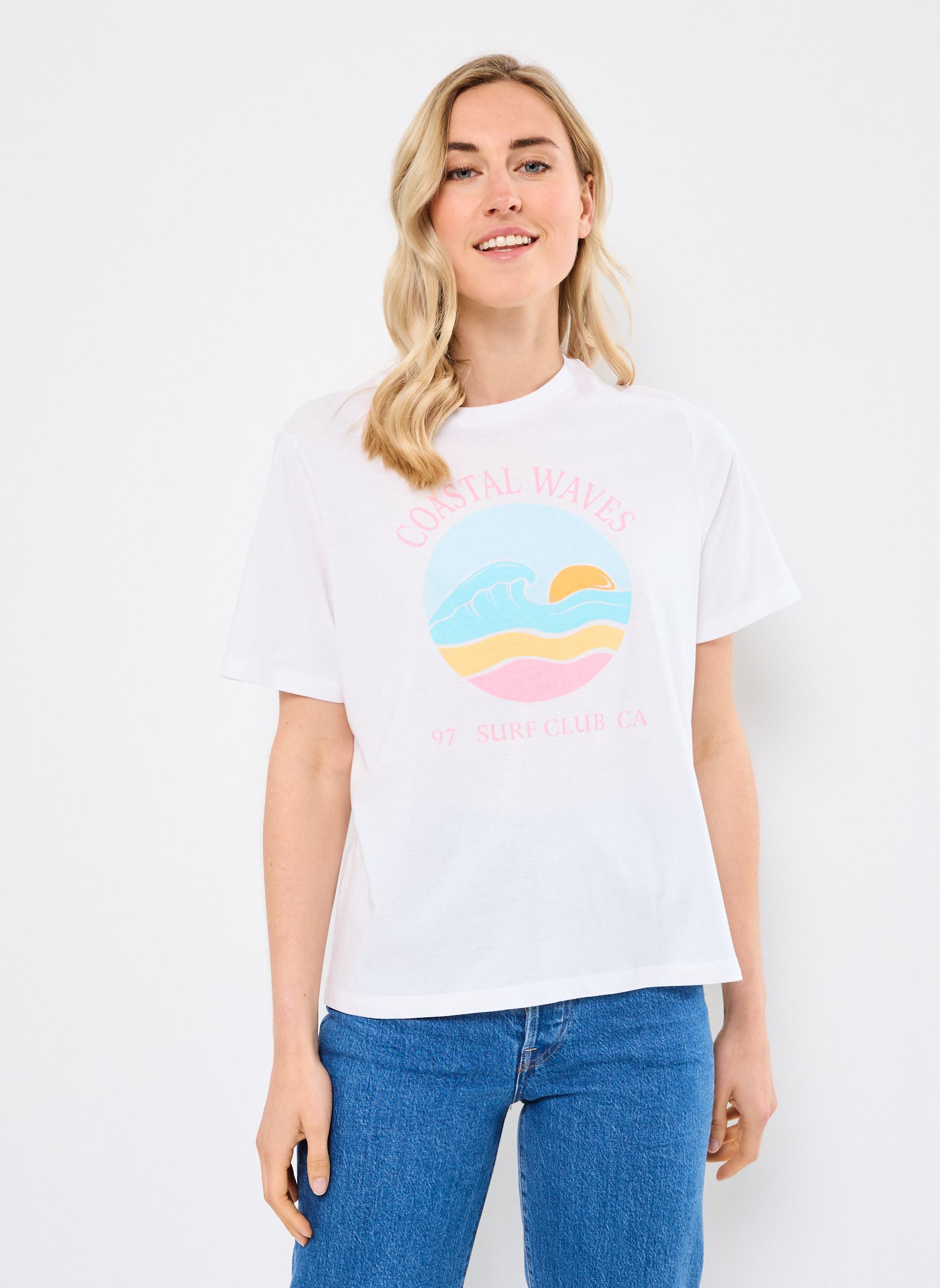 T-shirt a maniche corte PCBANDA SS TEE JRS SWW BC donna bianco Pieces T-shirt a maniche corte PCBANDA SS TEE JRS SWW BC donna bianco Bright White Coastal