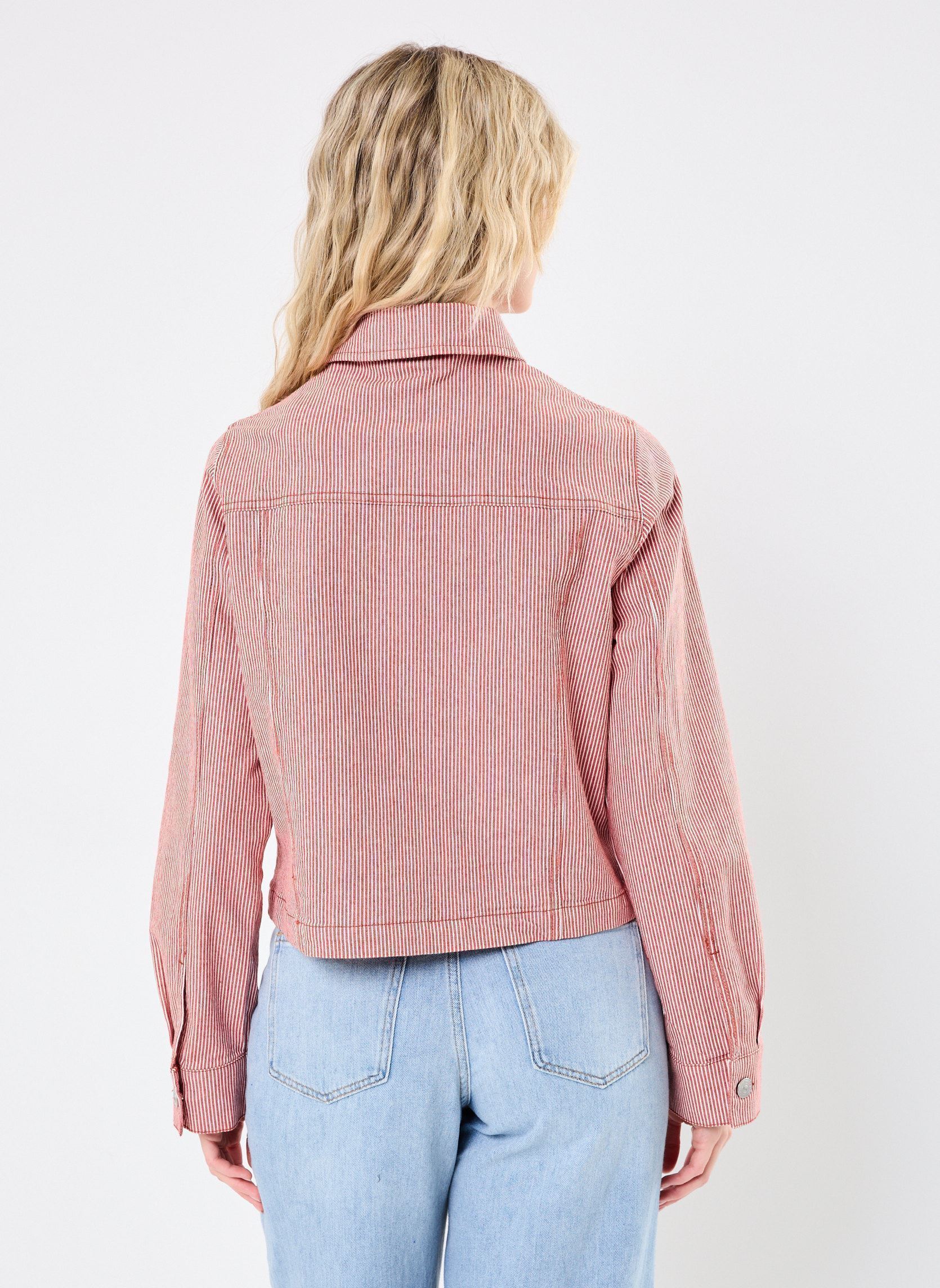 Giacche in jeans PCBILLO DENIM JACKET donna rosso Pieces Giacche in jeans PCBILLO DENIM JACKET donna rosso Chili Oil