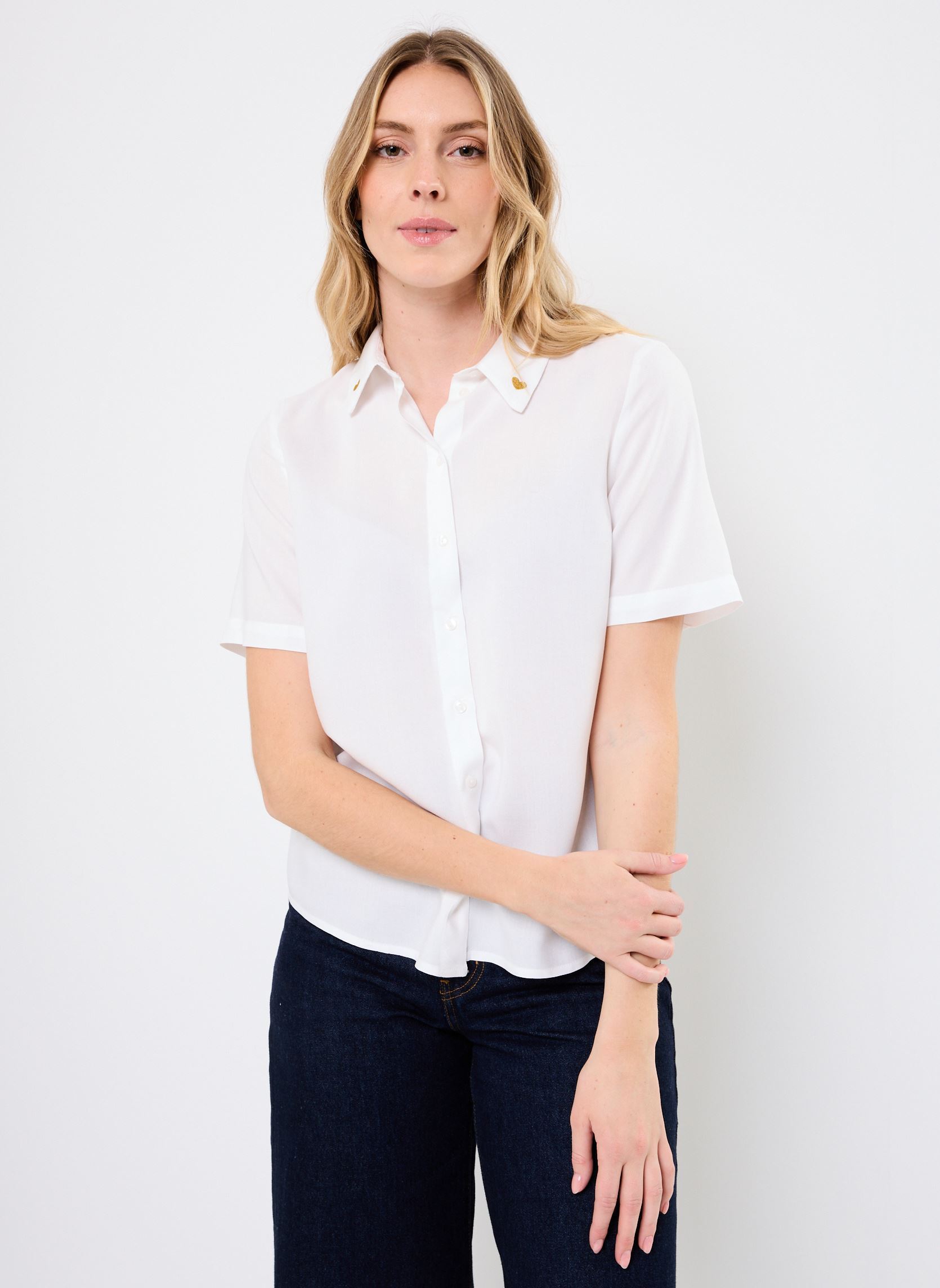 Chemises manches courtes PCELINA EMB SS SHIRT KAC FC BC femme blanc Pieces Chemises manches courtes PCELINA EMB SS SHIRT KAC FC BC femme blanc Bright white