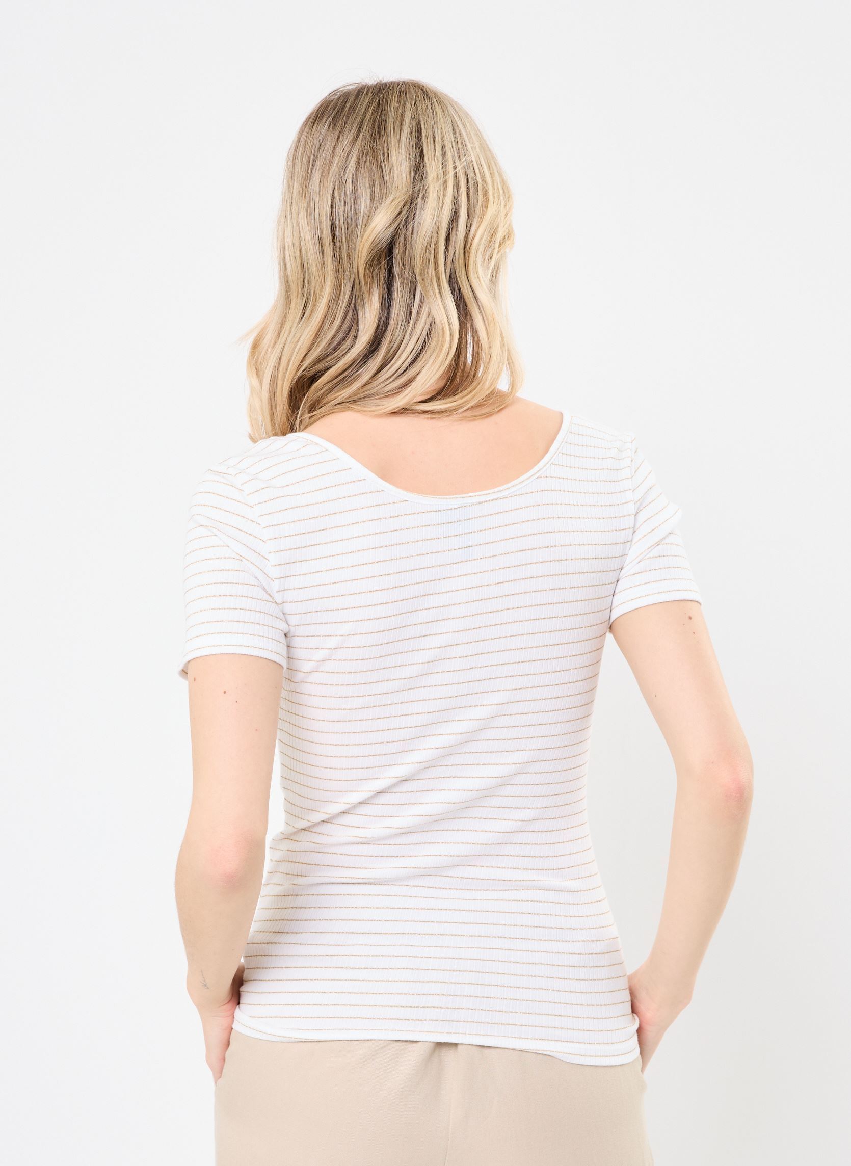 Kurzarm-T-Shirts PCKITTE SS LUREX TOP FC damen weiß Pieces Kurzarm-T-Shirts PCKITTE SS LUREX TOP FC damen weiß Bright white