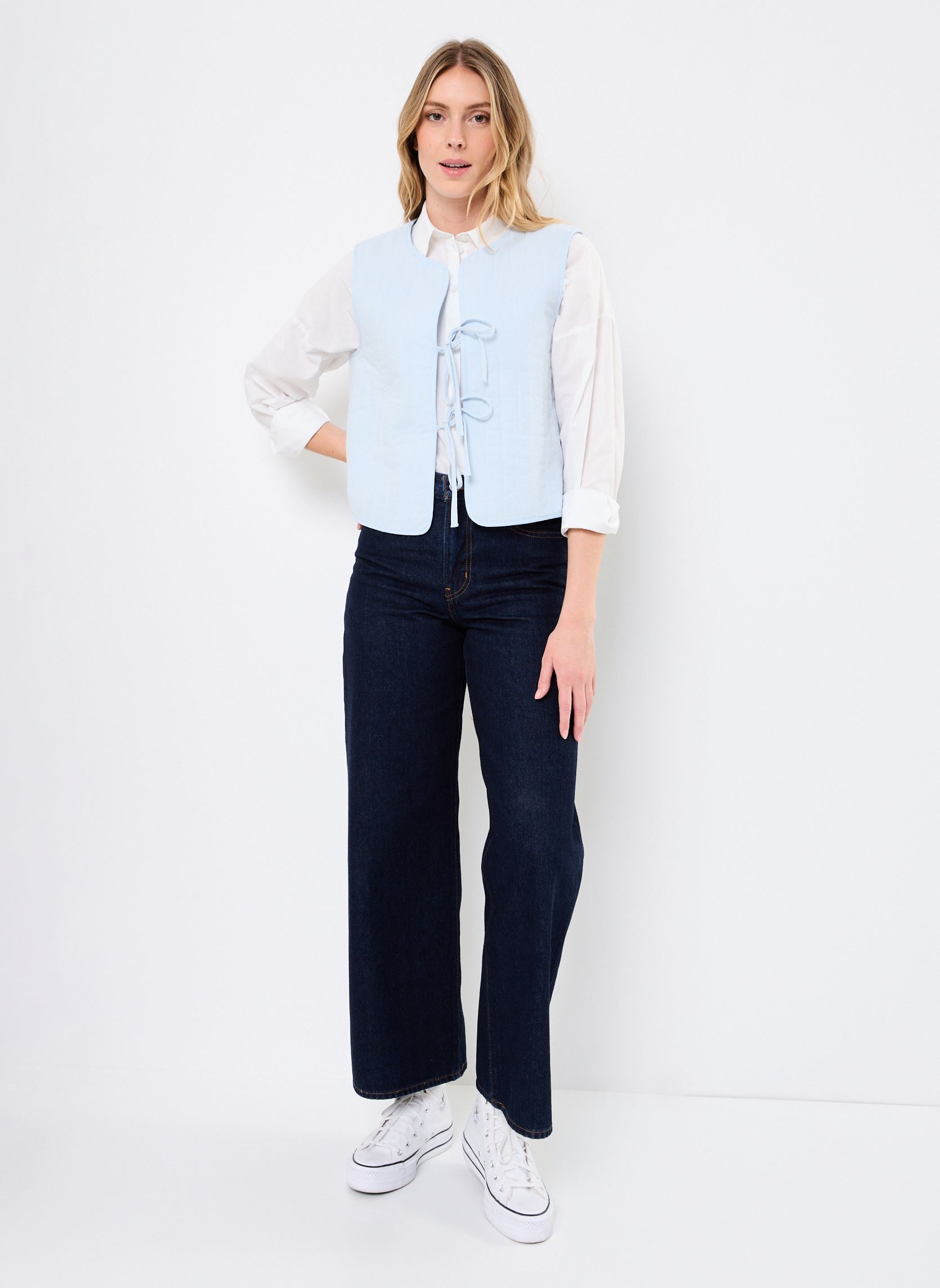 Gilets PCMASTINA SL VEST WVN BC femme bleu Pieces Gilets PCMASTINA SL VEST WVN BC femme bleu Cashmere Blue