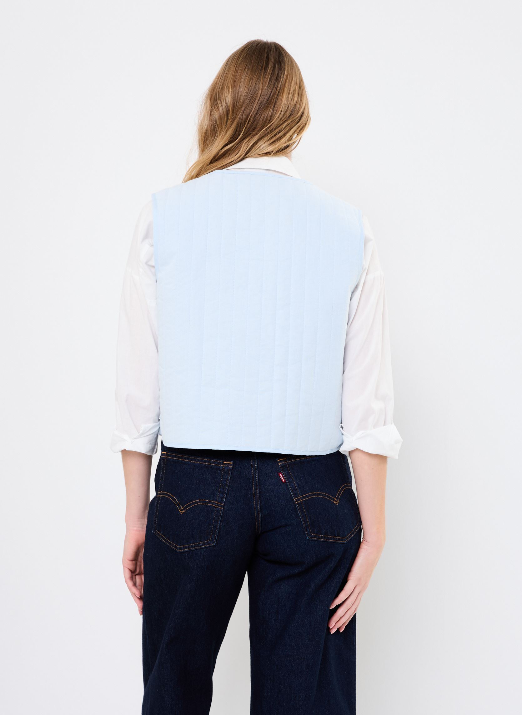 Gilets PCMASTINA SL VEST WVN BC femme bleu Pieces Gilets PCMASTINA SL VEST WVN BC femme bleu Cashmere Blue