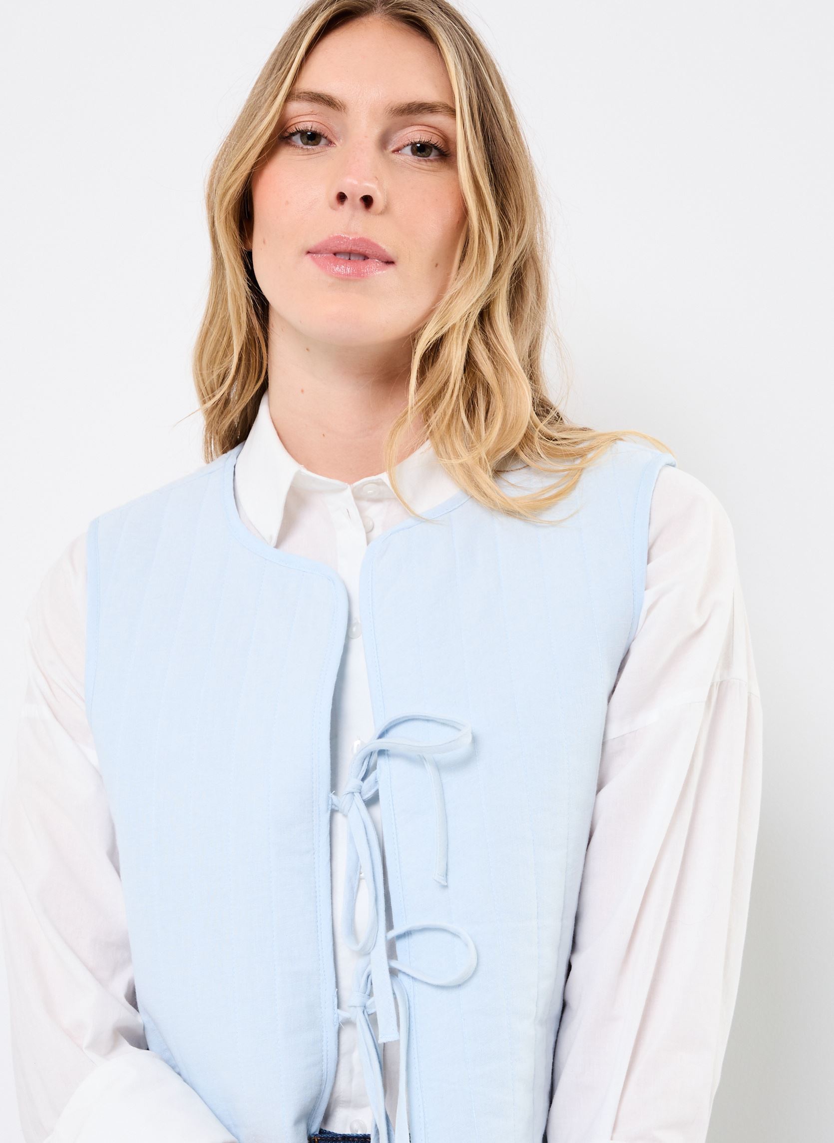 Gilets PCMASTINA SL VEST WVN BC femme bleu Pieces Gilets PCMASTINA SL VEST WVN BC femme bleu Cashmere Blue