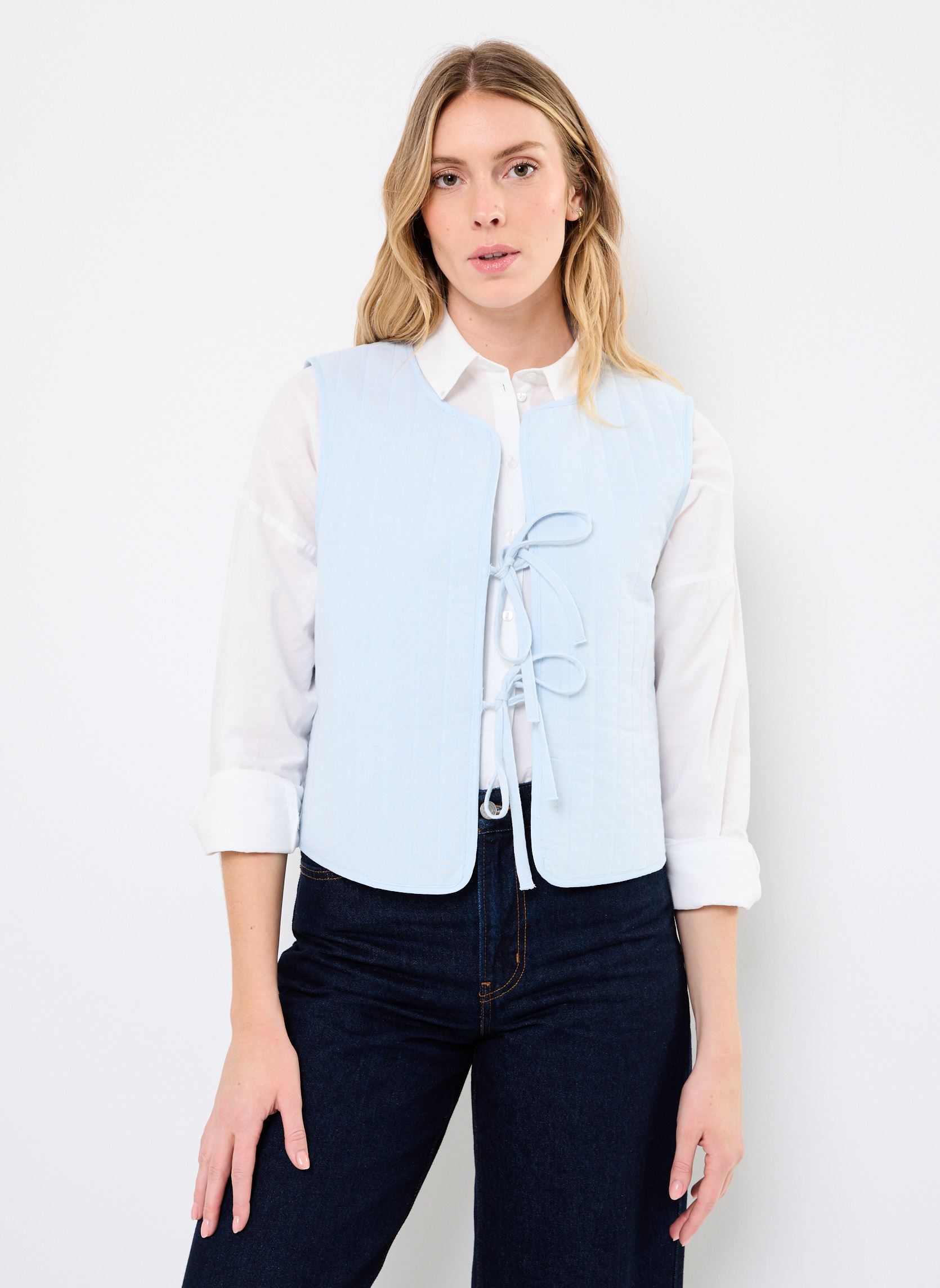 Gilets PCMASTINA SL VEST WVN BC femme bleu Pieces Gilets PCMASTINA SL VEST WVN BC femme bleu Cashmere Blue