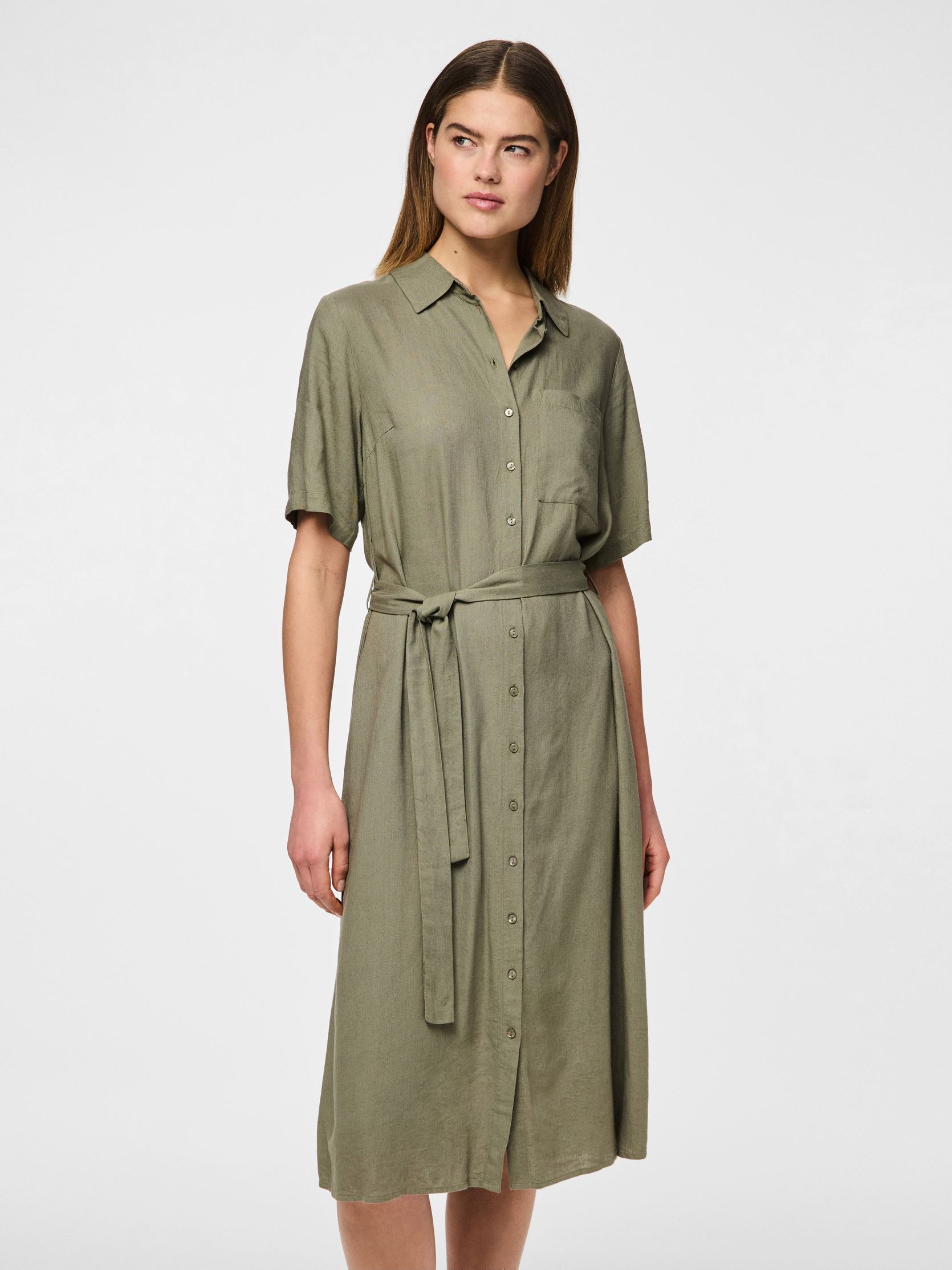 Robes Chemise PCPIA 2/4 MIDI SHIRT DRESS WVN NOOS femme vert Pieces Robes Chemise PCPIA 2/4 MIDI SHIRT DRESS WVN NOOS femme vert Deep Lichen Green