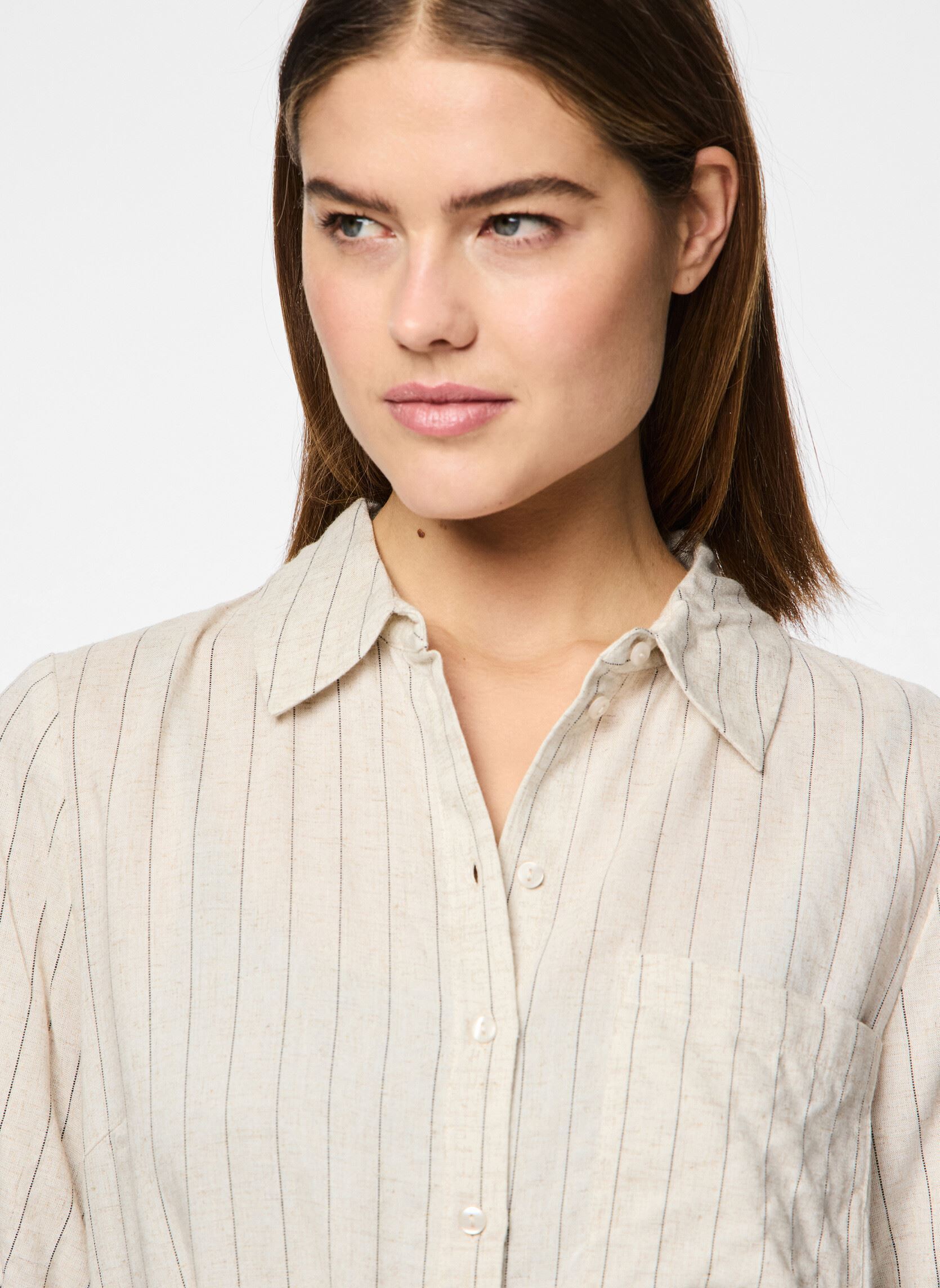 Overhemdjurken PCPIA 2/4 MIDI SHIRT DRESS WVN NOOS dames beige Pieces Overhemdjurken PCPIA 2/4 MIDI SHIRT DRESS WVN NOOS dames beige Birch