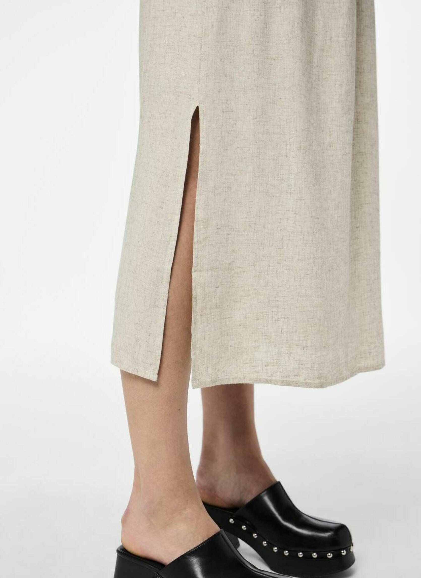Jupes mi-longues PCPIA MW ANKLE SKIRT WVN NOOS femme beige Pieces Jupes mi-longues PCPIA MW ANKLE SKIRT WVN NOOS femme beige Birch