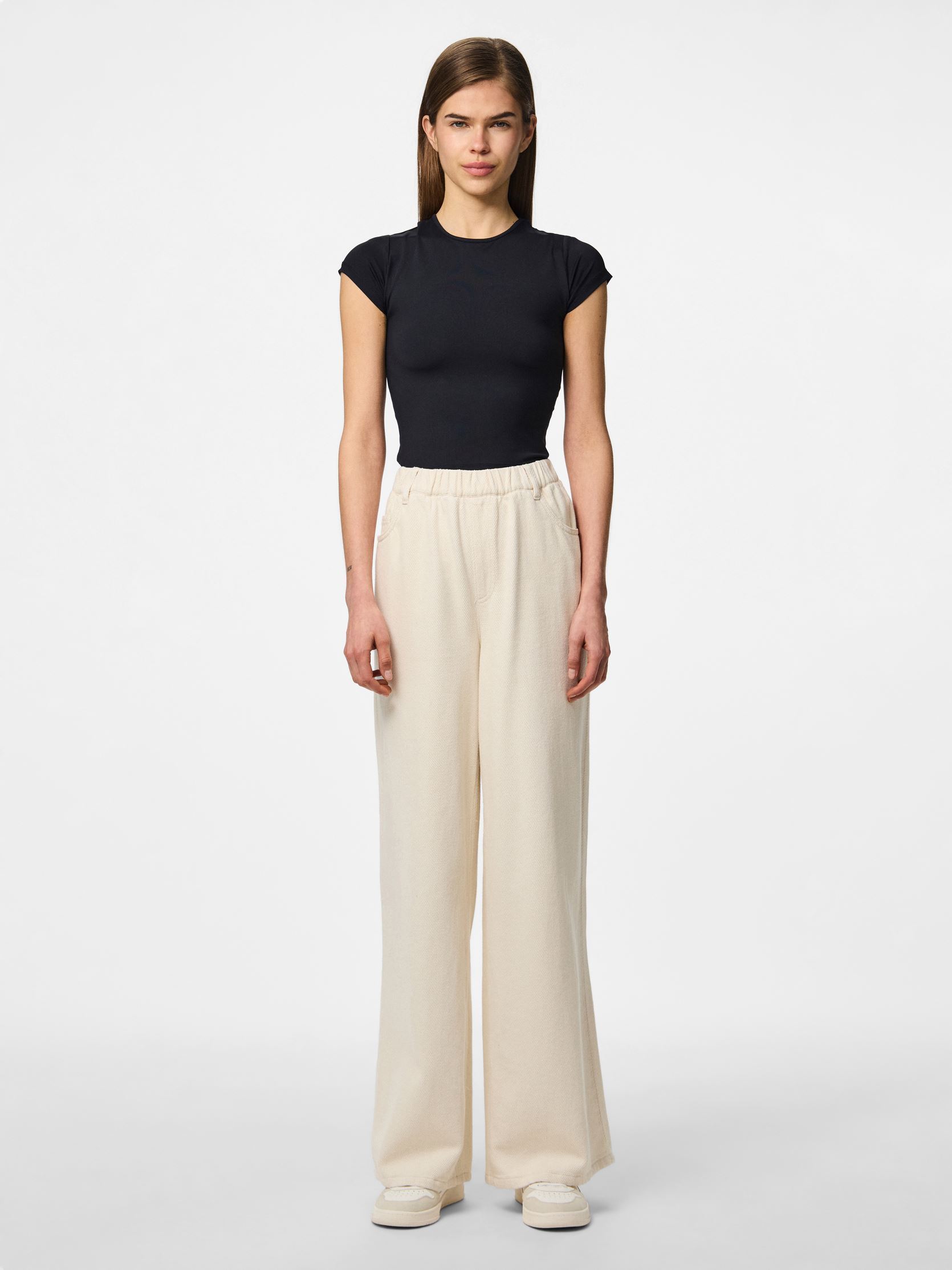 Pantalones anchos PCSAVANNA MW PULL UP DENIM PANT mujer blanco Pieces Pantalones anchos PCSAVANNA MW PULL UP DENIM PANT mujer blanco Raw Cotton