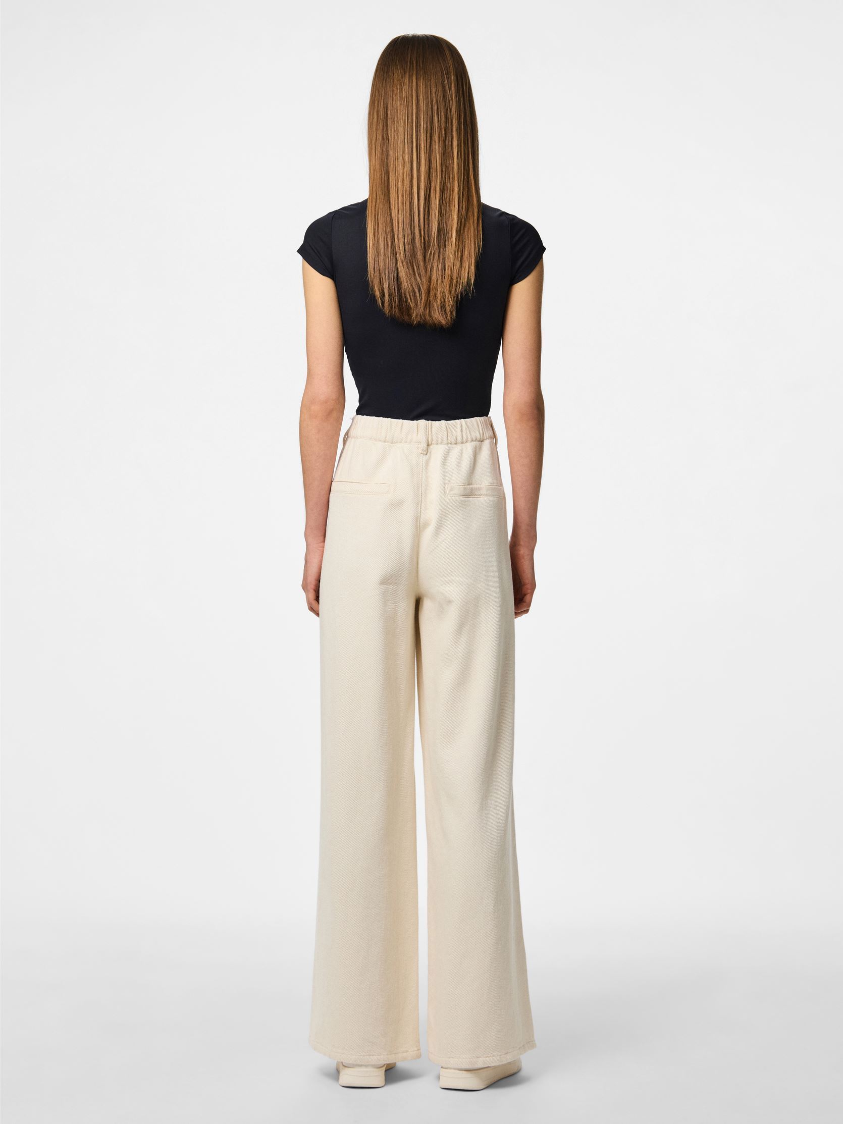 Pantalones anchos PCSAVANNA MW PULL UP DENIM PANT mujer blanco Pieces Pantalones anchos PCSAVANNA MW PULL UP DENIM PANT mujer blanco Raw Cotton