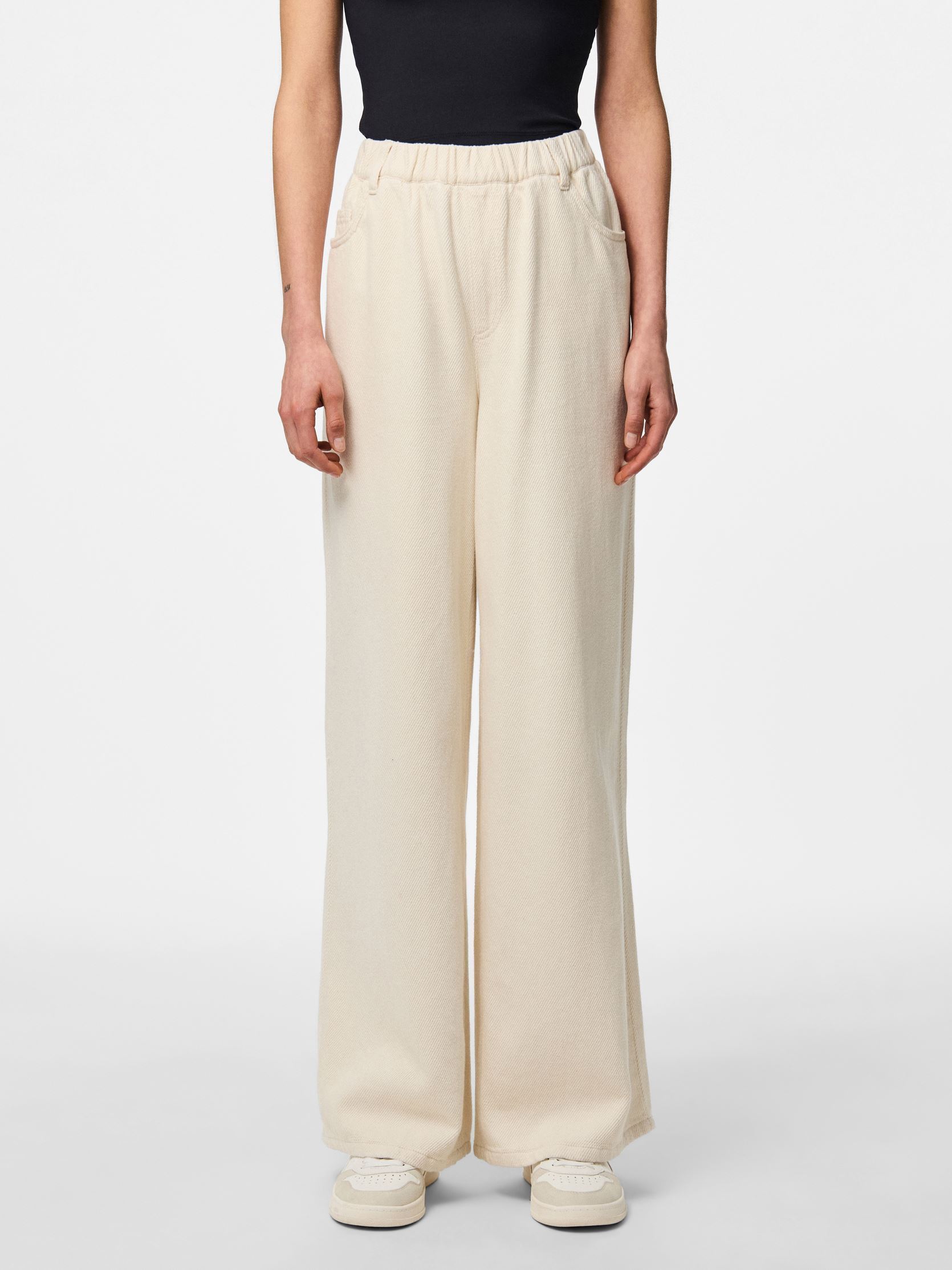 Pantalones anchos PCSAVANNA MW PULL UP DENIM PANT mujer blanco Pieces Pantalones anchos PCSAVANNA MW PULL UP DENIM PANT mujer blanco Raw Cotton
