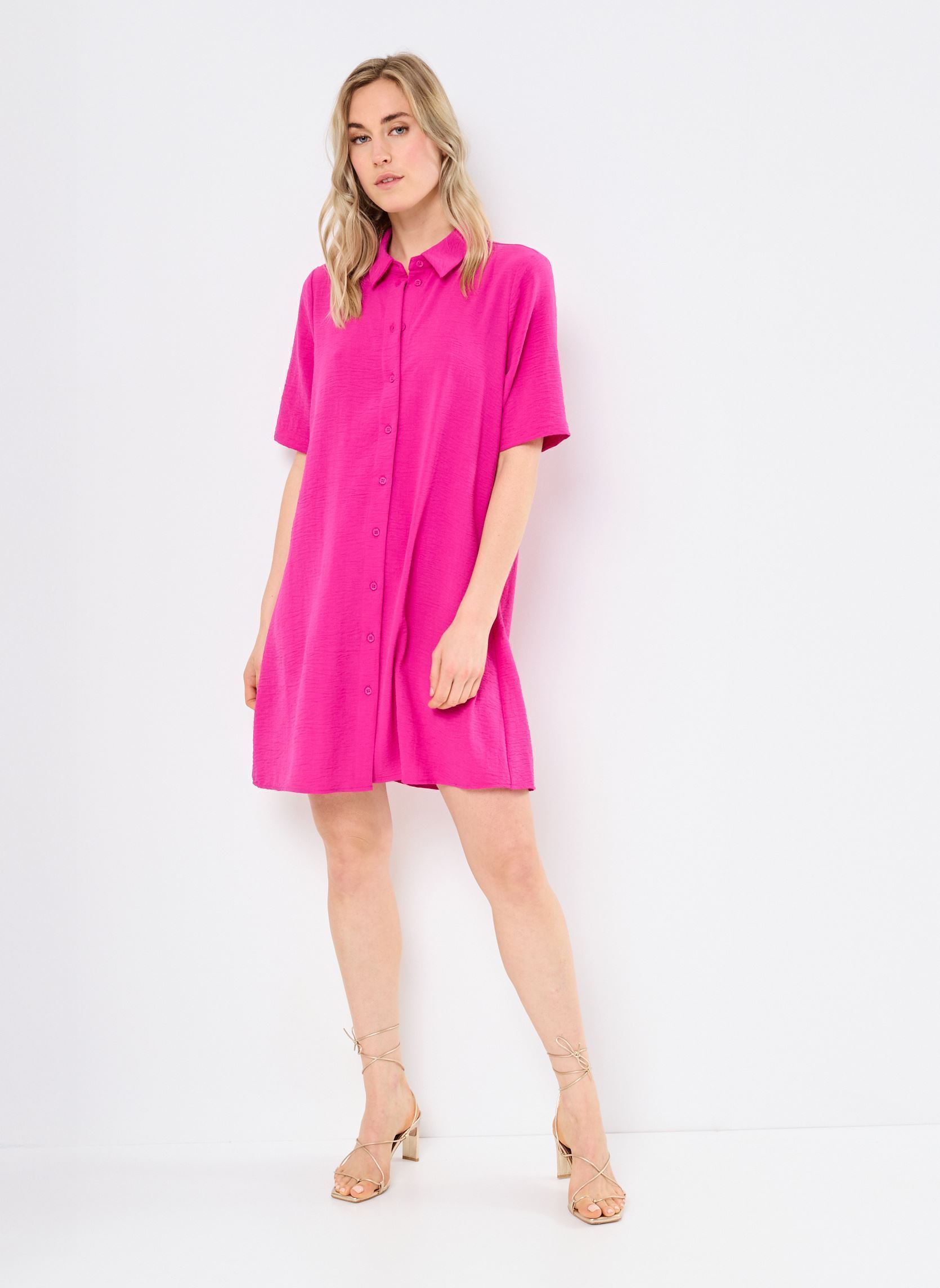 Kleider PCSIJA SS SHIRT DRESS WVN FC BC damen rosa Pieces Kleider PCSIJA SS SHIRT DRESS WVN FC BC damen rosa Festival Fuchsia