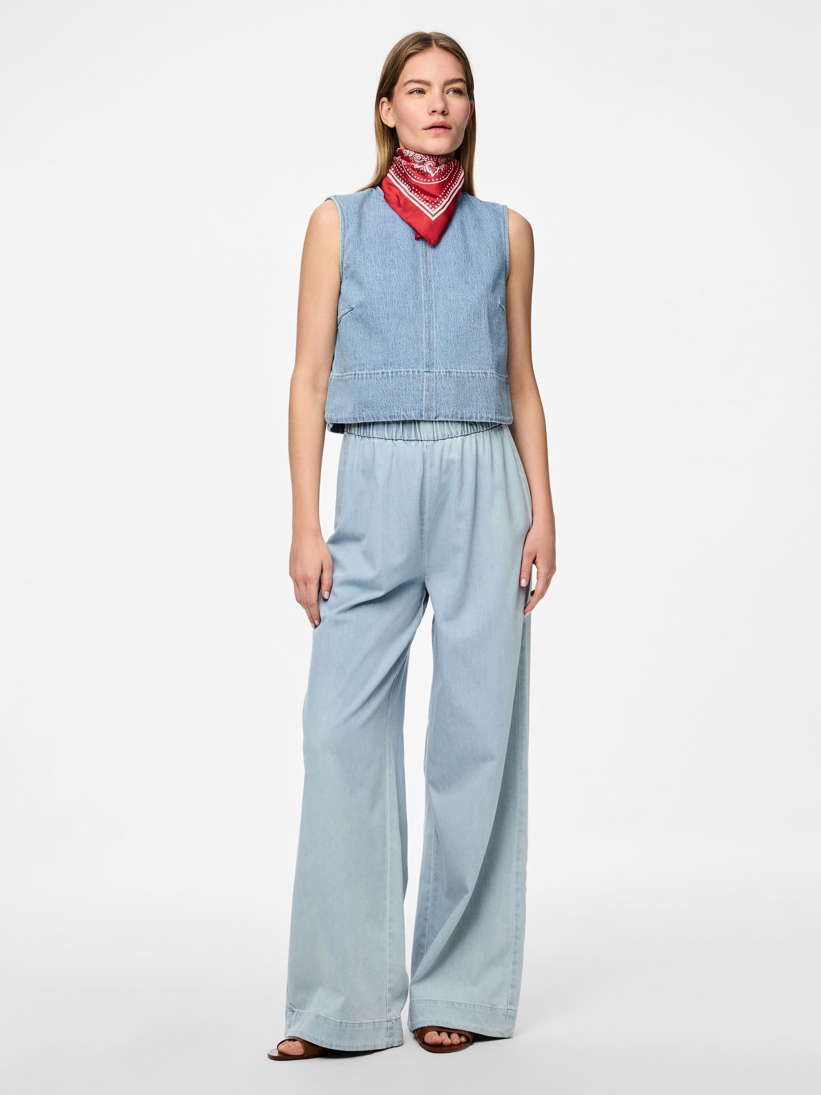 Weite Hosen PCSMIDI HW WIDE LEG DENIM PANTS MPA damen blau Pieces Weite Hosen PCSMIDI HW WIDE LEG DENIM PANTS MPA damen blau Light Blue Denim