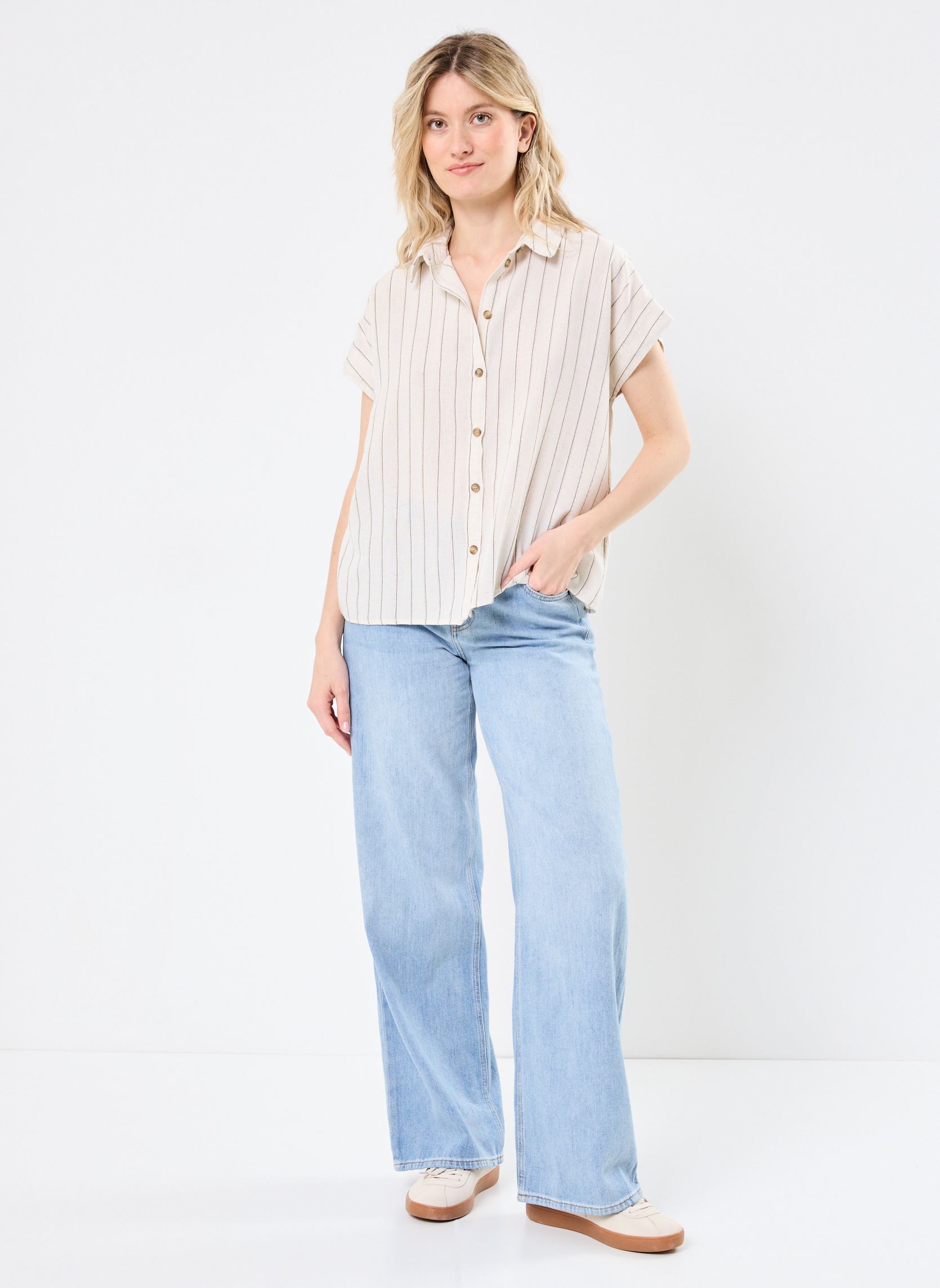 Chemises manches courtes PCTABITHA SS SHIRT WVN FC femme beige Pieces Chemises manches courtes PCTABITHA SS SHIRT WVN FC femme beige Birch