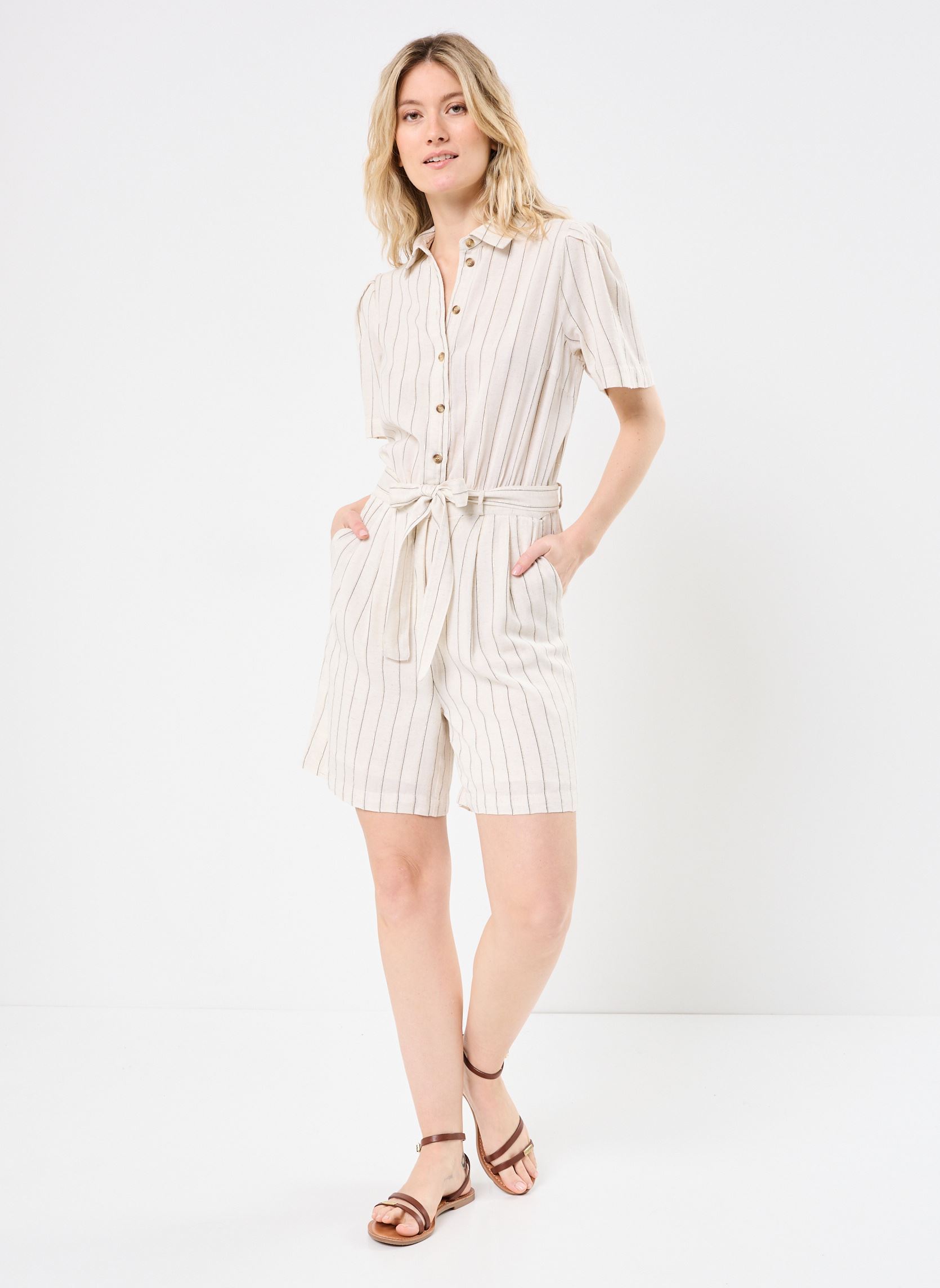 Kurze Jumpsuits PCTABITHA SS WVN PLAYSUIT FC damen beige Pieces Kurze Jumpsuits PCTABITHA SS WVN PLAYSUIT FC damen beige BIRCH