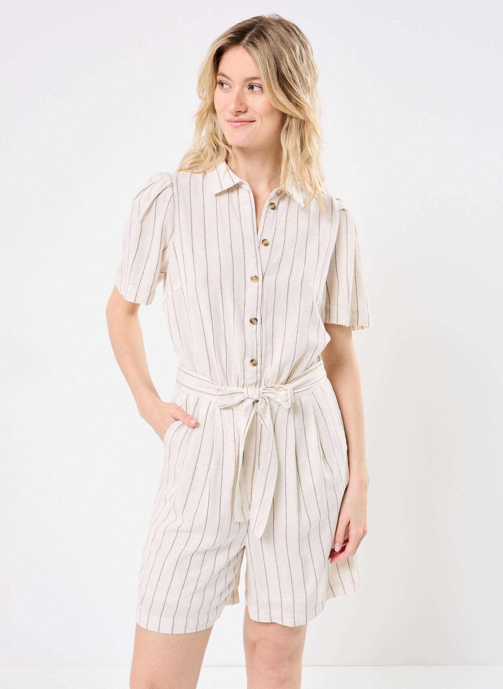 Kurze Jumpsuits PCTABITHA SS WVN PLAYSUIT FC damen beige Pieces Kurze Jumpsuits PCTABITHA SS WVN PLAYSUIT FC damen beige BIRCH