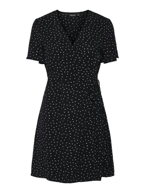 Vêtements Pieces PCTALA NEW SS WRAP DRESS WVN NOOS BC Noir vue détail/paire