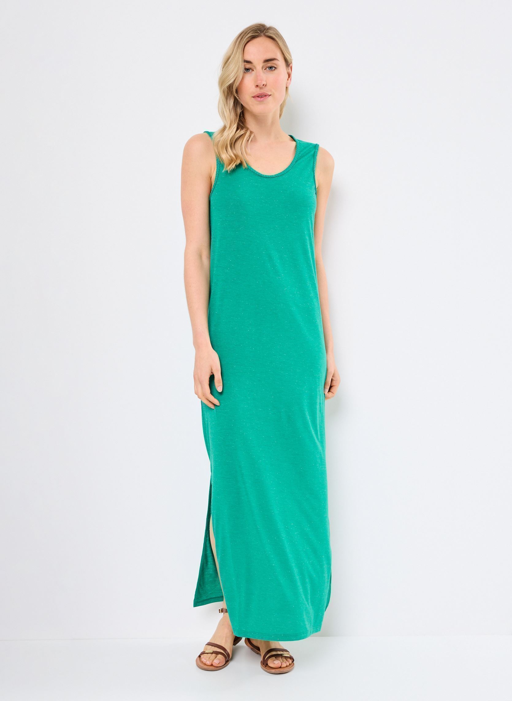 Lange Kleider PCTATIENNE SL U-NECK ANKEL DRESS JRS FC damen grün Pieces Lange Kleider PCTATIENNE SL U-NECK ANKEL DRESS JRS FC damen grün Pepper Green