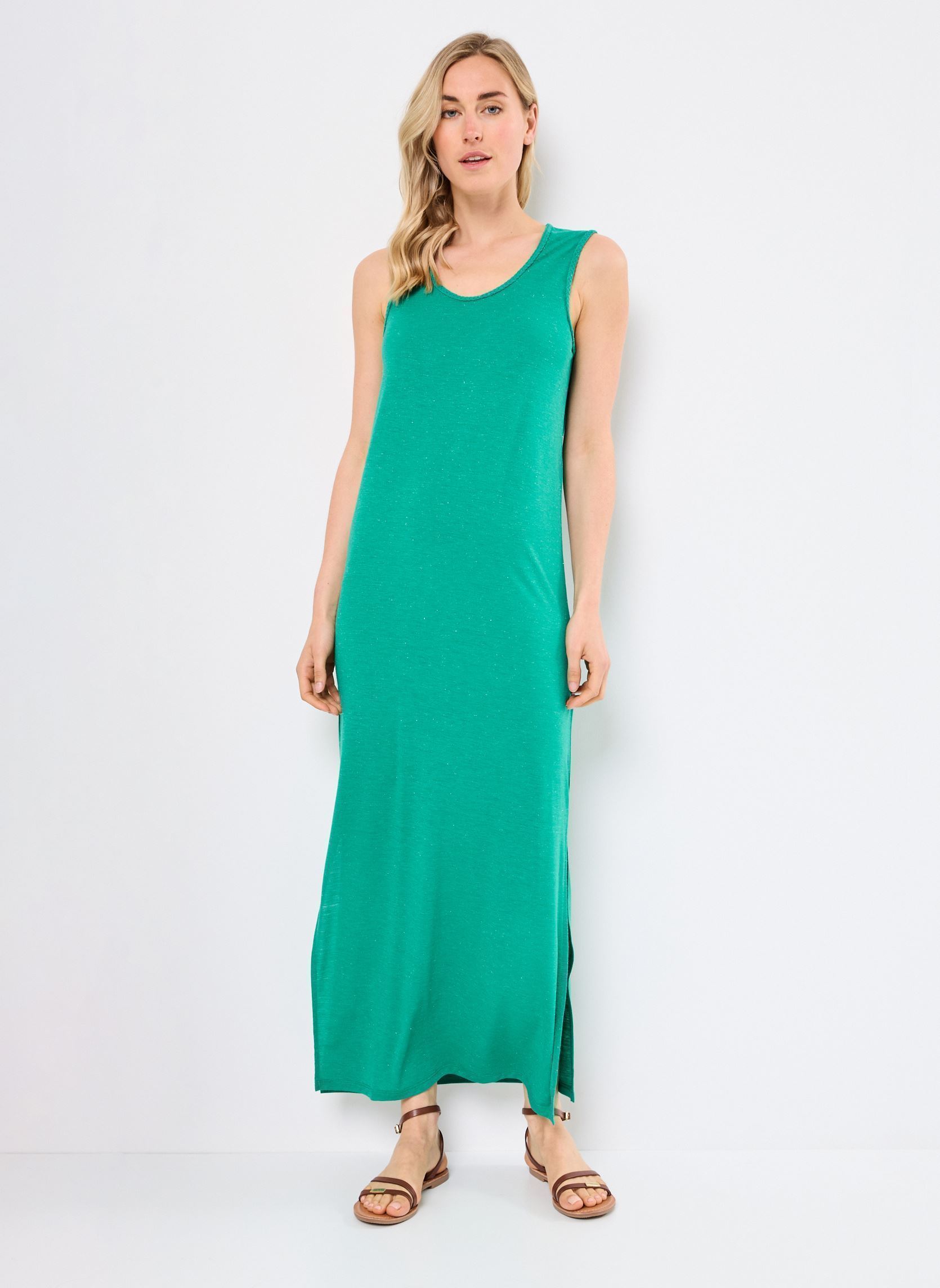 Lange Kleider PCTATIENNE SL U-NECK ANKEL DRESS JRS FC damen grün Pieces Lange Kleider PCTATIENNE SL U-NECK ANKEL DRESS JRS FC damen grün Pepper Green