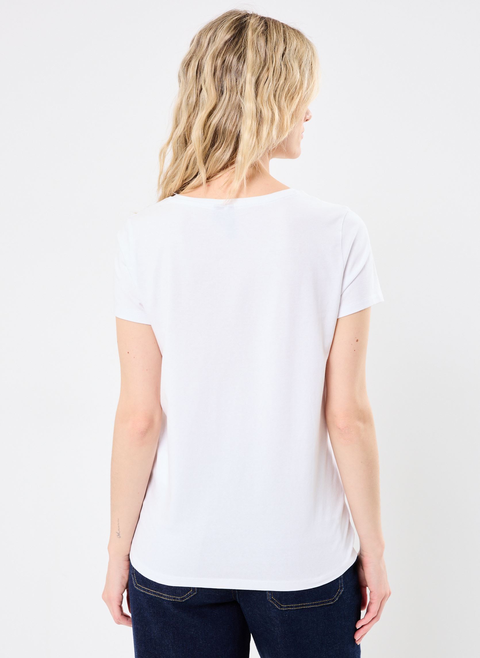 T-shirt a maniche corte PCTILLY SS V-NECK EMB T-SHIRT JRS FC donna bianco Pieces T-shirt a maniche corte PCTILLY SS V-NECK EMB T-SHIRT JRS FC donna bianco BRIGHT WHITE
