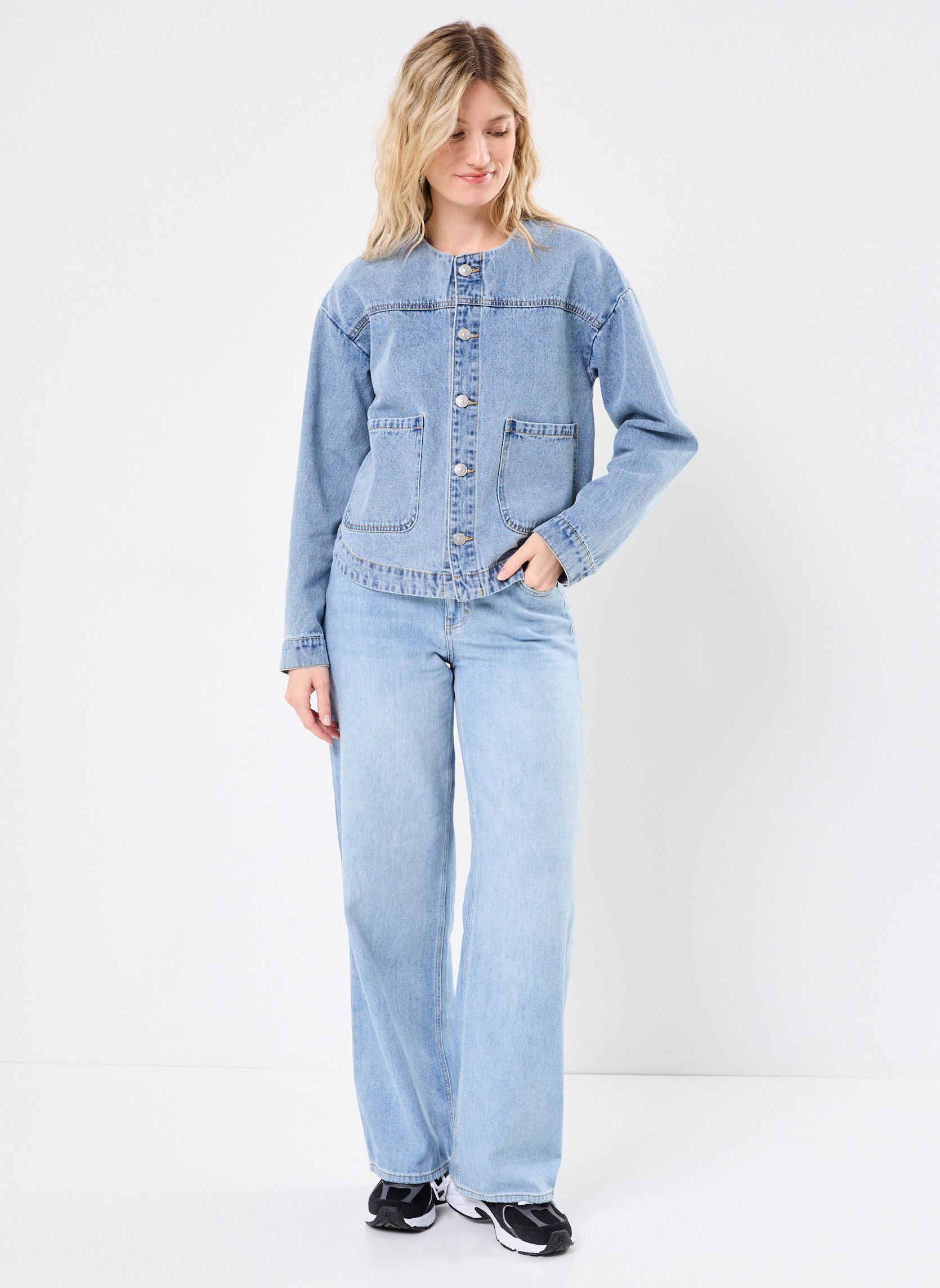 Vestes en jean PCTRIANNA DENIM JACKET femme bleu Pieces Vestes en jean PCTRIANNA DENIM JACKET femme bleu Light Blue Denim