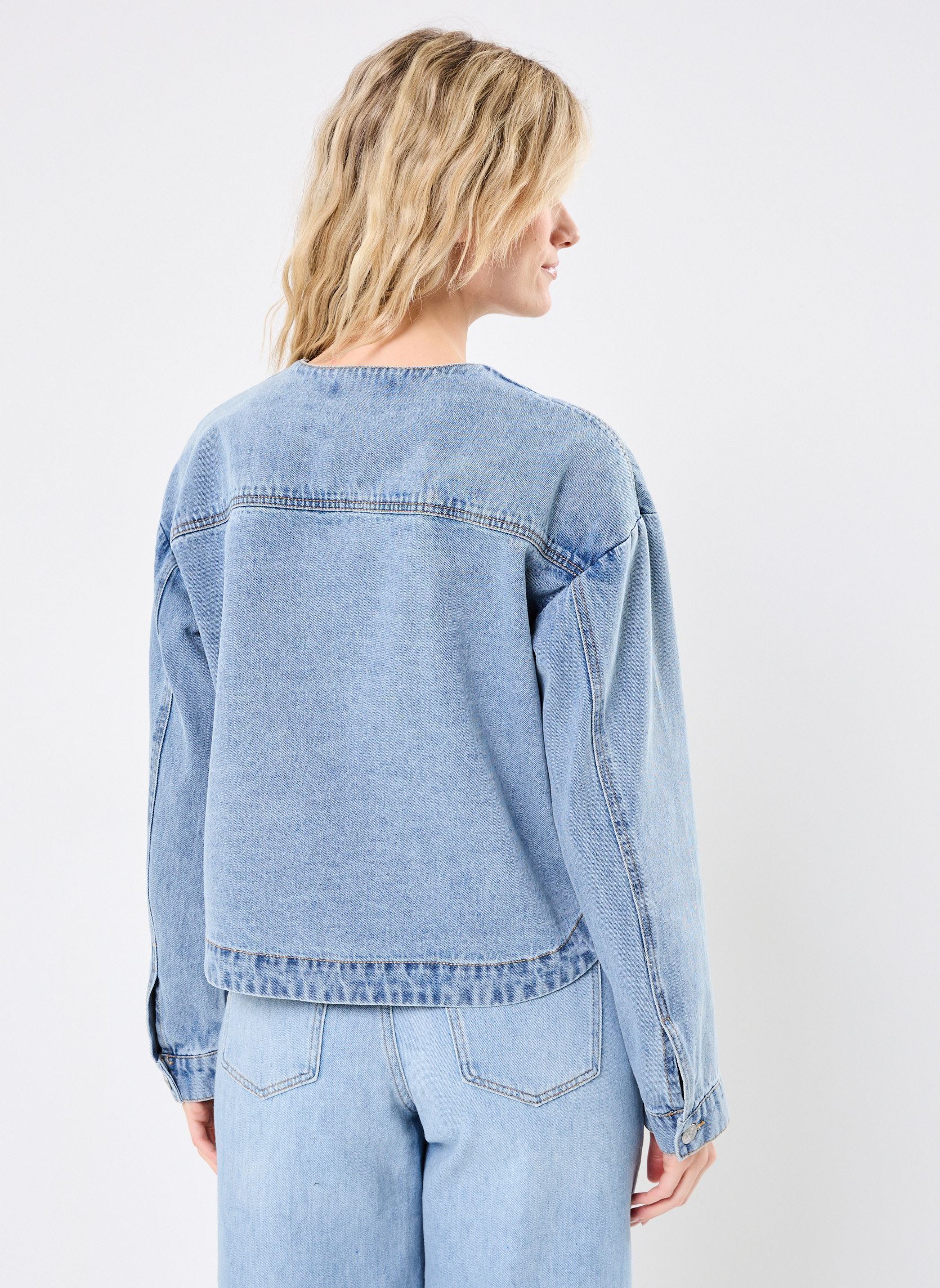 Vestes en jean PCTRIANNA DENIM JACKET femme bleu Pieces Vestes en jean PCTRIANNA DENIM JACKET femme bleu Light Blue Denim