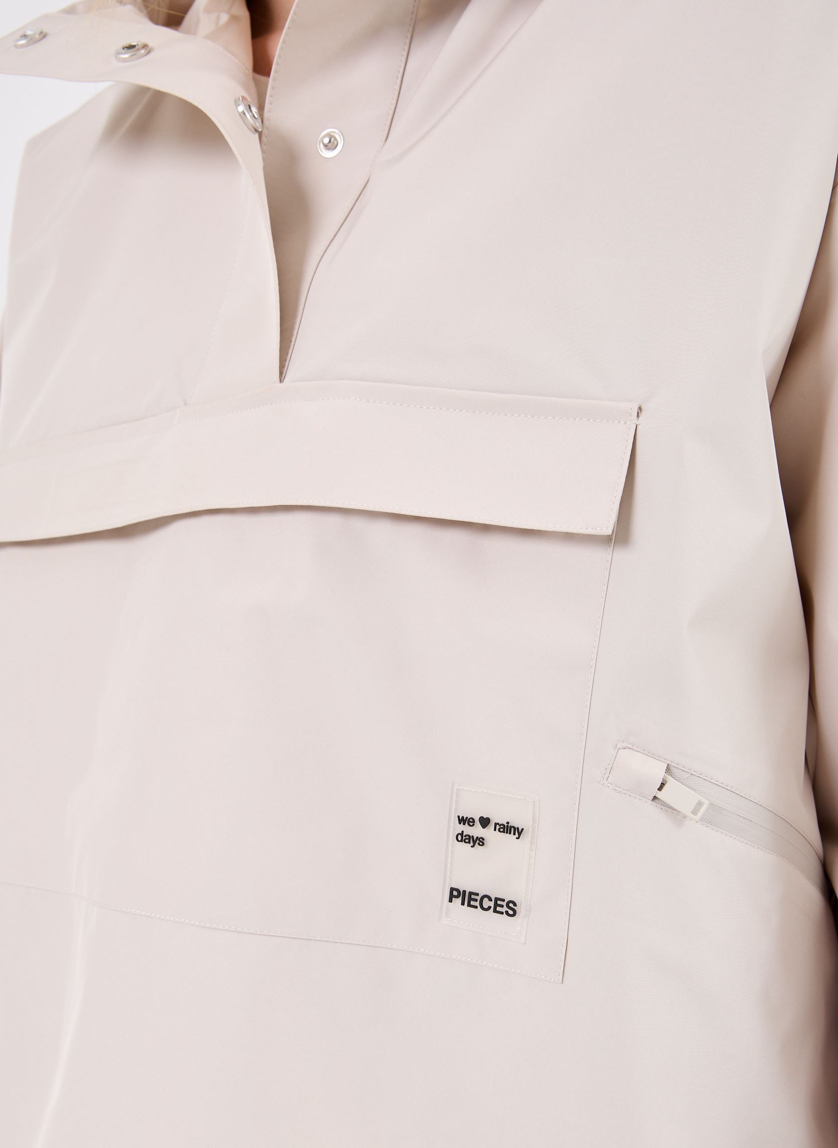 Vestes imperméable PCTUI RAIN ANORAK femme beige Pieces Vestes imperméable PCTUI RAIN ANORAK femme beige Silver Gray