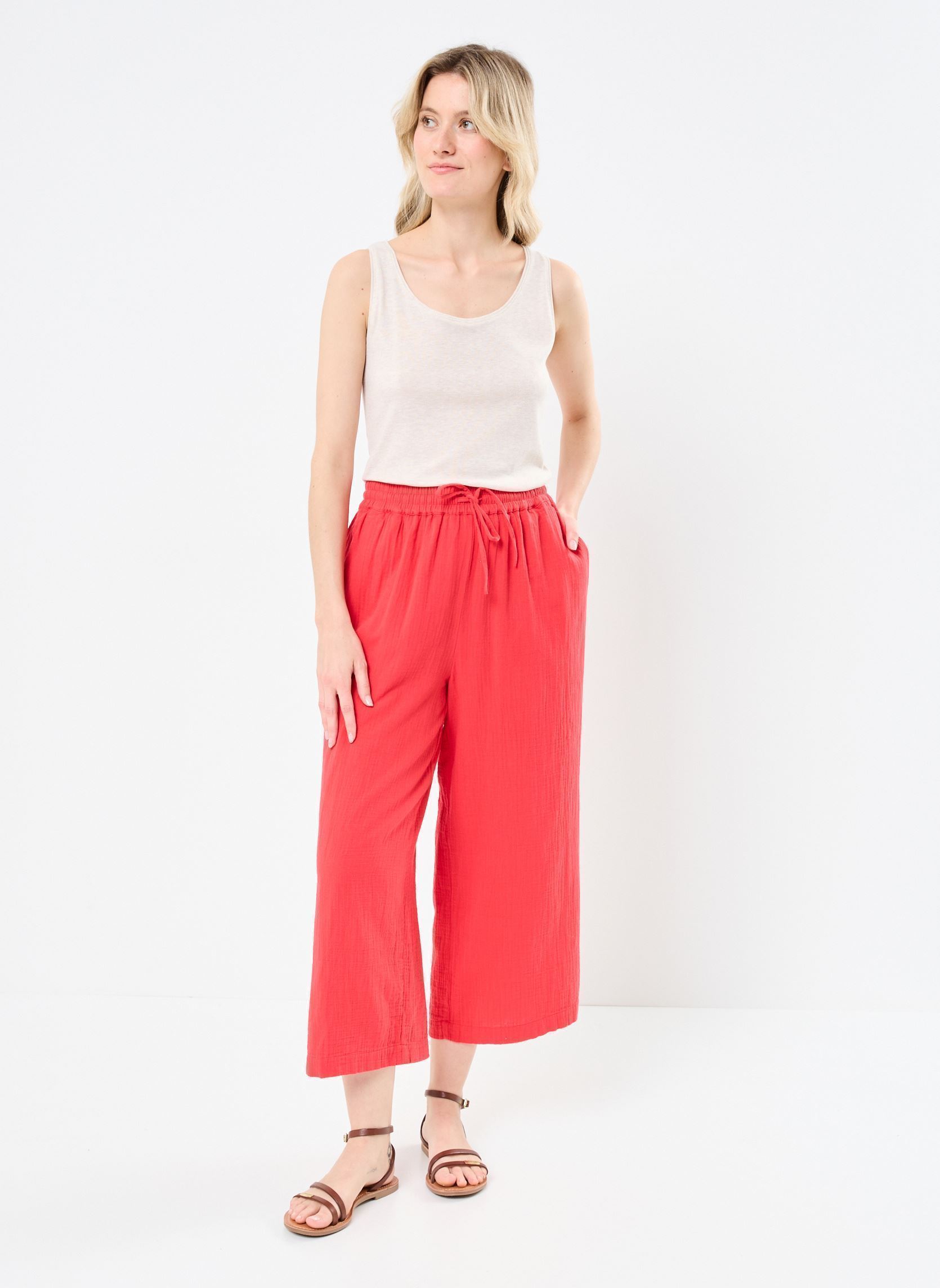 Pantaloni larghi PCSASTINA HW CULOTTE PANTS WVN BC donna rosso Pieces Pantaloni larghi PCSASTINA HW CULOTTE PANTS WVN BC donna rosso Lollipop