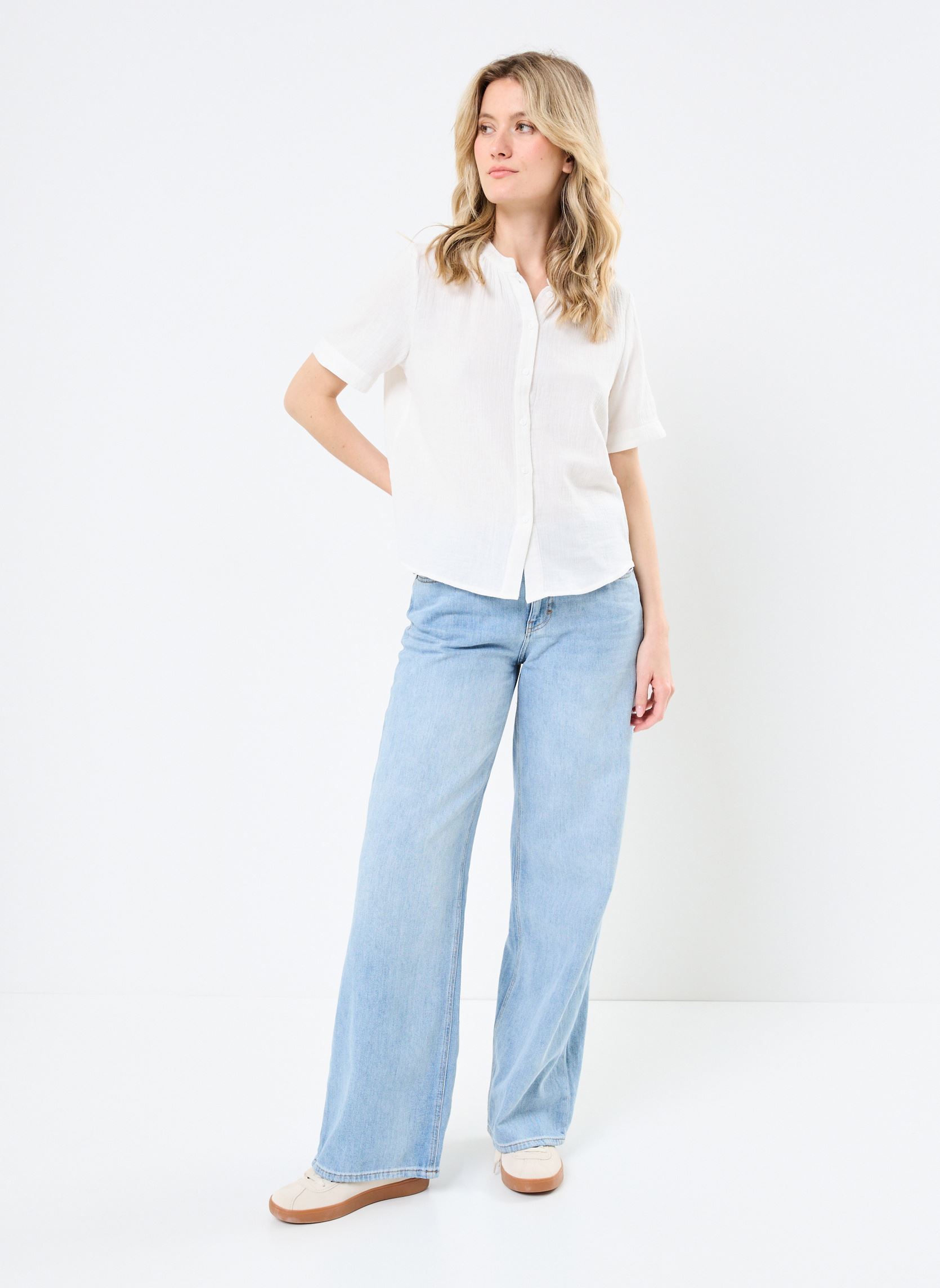 T-shirt a maniche corte PCSASTINA SS SHIRT WVN BC donna bianco Pieces T-shirt a maniche corte PCSASTINA SS SHIRT WVN BC donna bianco Cloud Dancer