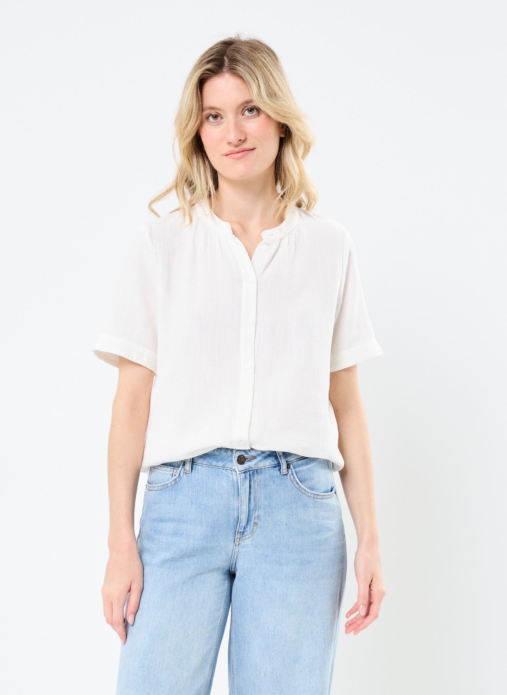 T-shirt a maniche corte PCSASTINA SS SHIRT WVN BC donna bianco Pieces T-shirt a maniche corte PCSASTINA SS SHIRT WVN BC donna bianco Cloud Dancer
