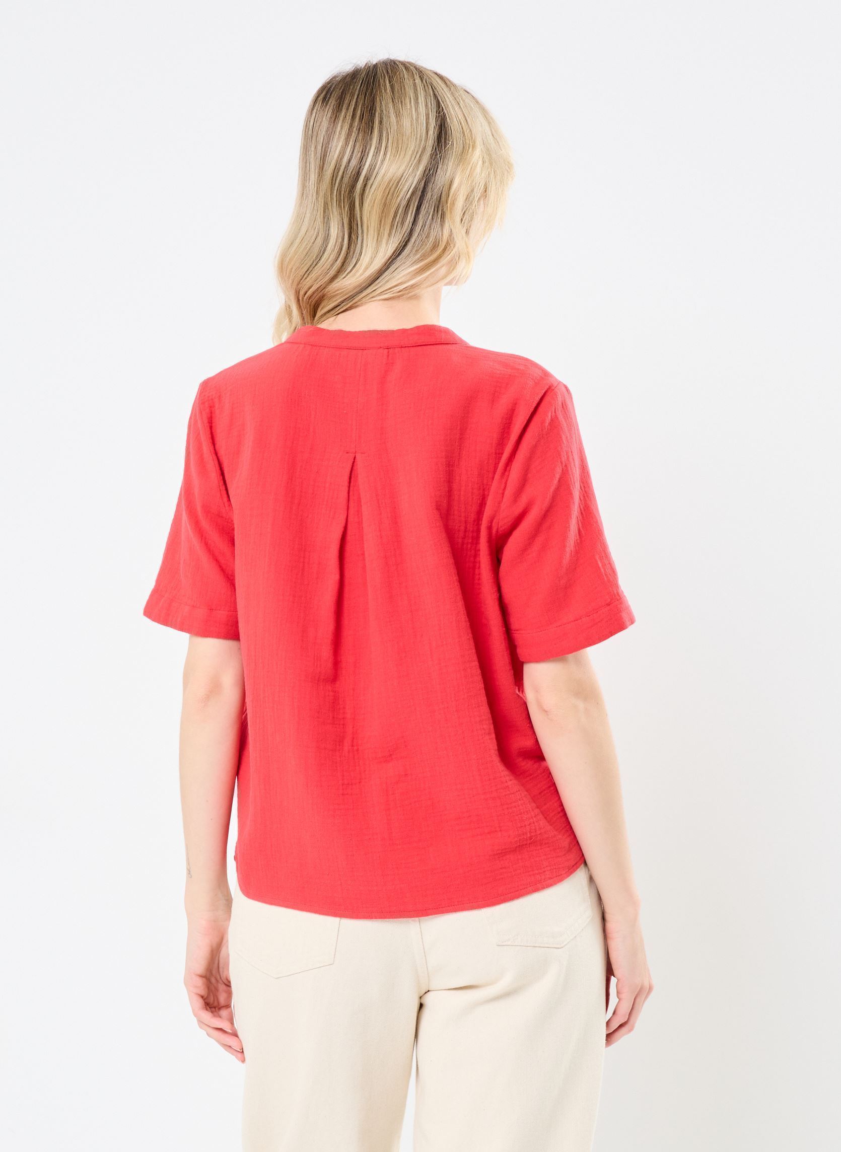 Kurzarm-T-Shirts PCSASTINA SS SHIRT WVN BC damen rot Pieces Kurzarm-T-Shirts PCSASTINA SS SHIRT WVN BC damen rot Lollipop