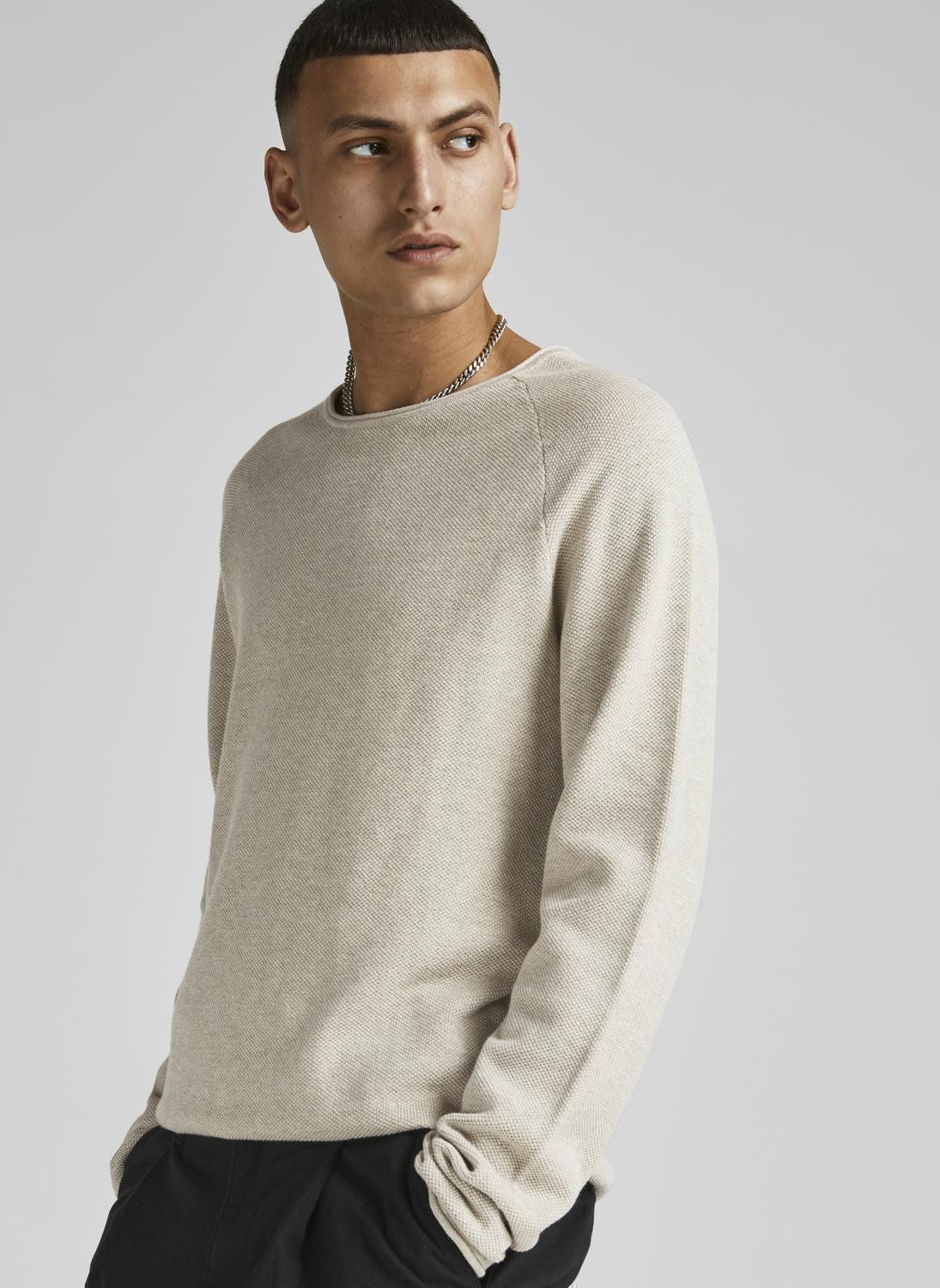 Maglioni JJEHILL KNIT CREW NECK NOOS uomo beige Jack & Jones Maglioni JJEHILL KNIT CREW NECK NOOS uomo beige OATMEAL