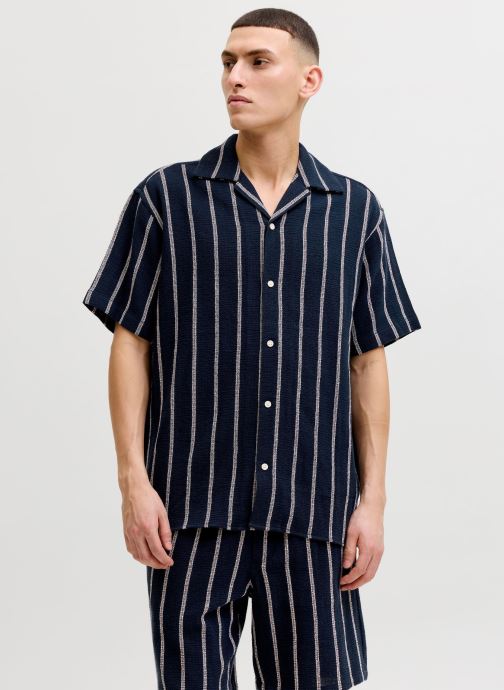Jack & Jones Hemden JORCOBA STRIPE RESORT SHIRT SS SN heren blauw