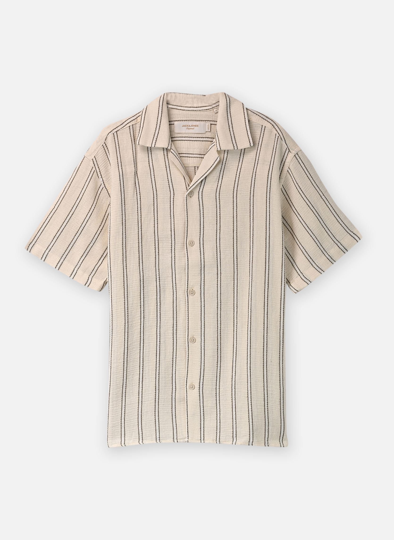 Chemises JORCOBA STRIPE RESORT SHIRT SS SN homme blanc Jack & Jones Chemises JORCOBA STRIPE RESORT SHIRT SS SN homme blanc ANTIQUE WHITE