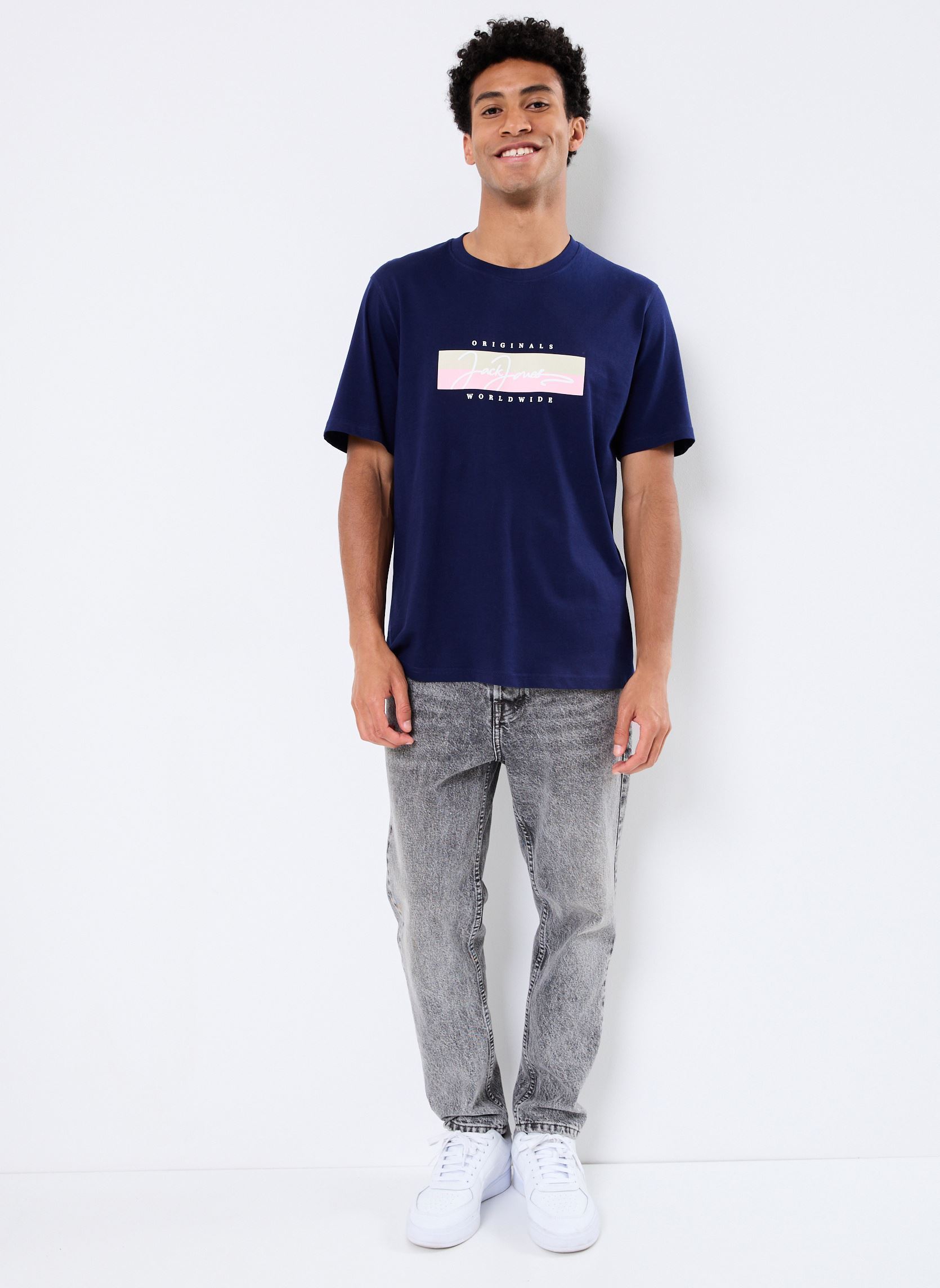 Tee-shirts manches courtes JORFREDERIKSBERG BOX SCRIPT TEE SS CN LN homme bleu Jack & Jones Tee-shirts manches courtes JORFREDERIKSBERG BOX SCRIPT TEE SS CN LN homme bleu OCEAN CAVERN