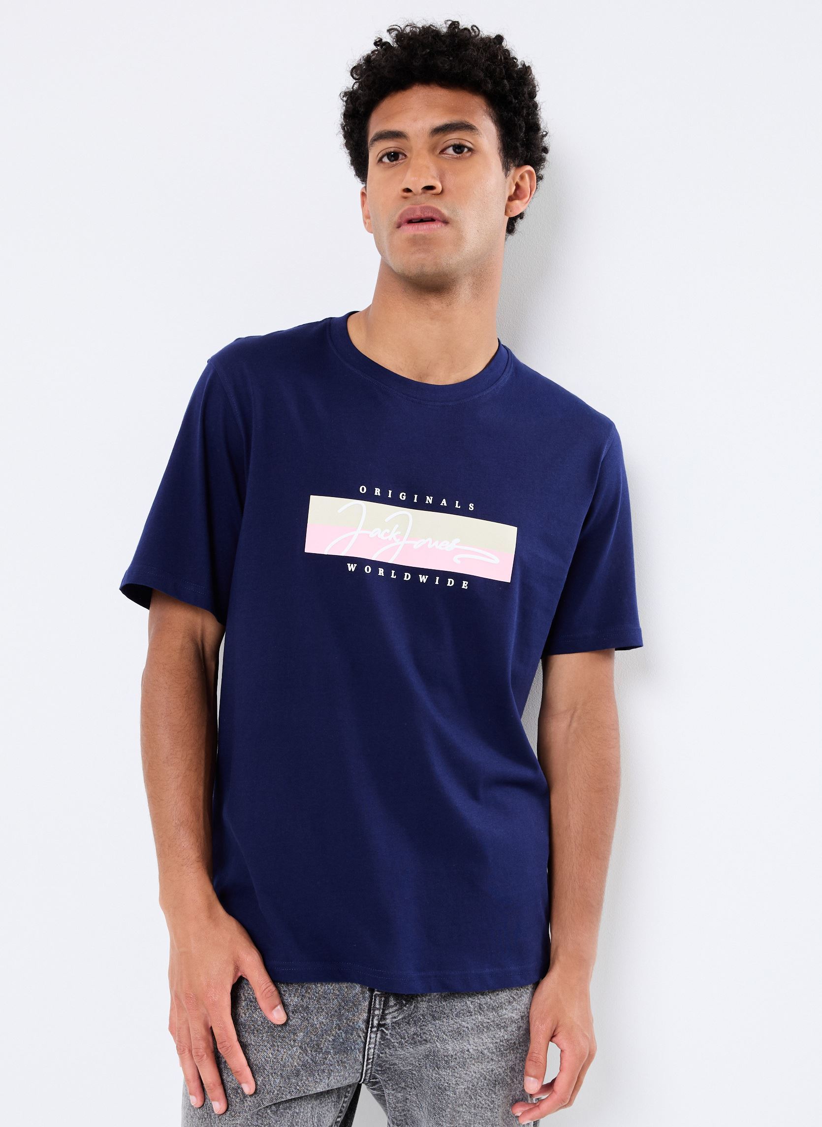 Vêtements Jack & Jones JORFREDERIKSBERG BOX SCRIPT TEE SS CN LN pour Accessoires - vue 2