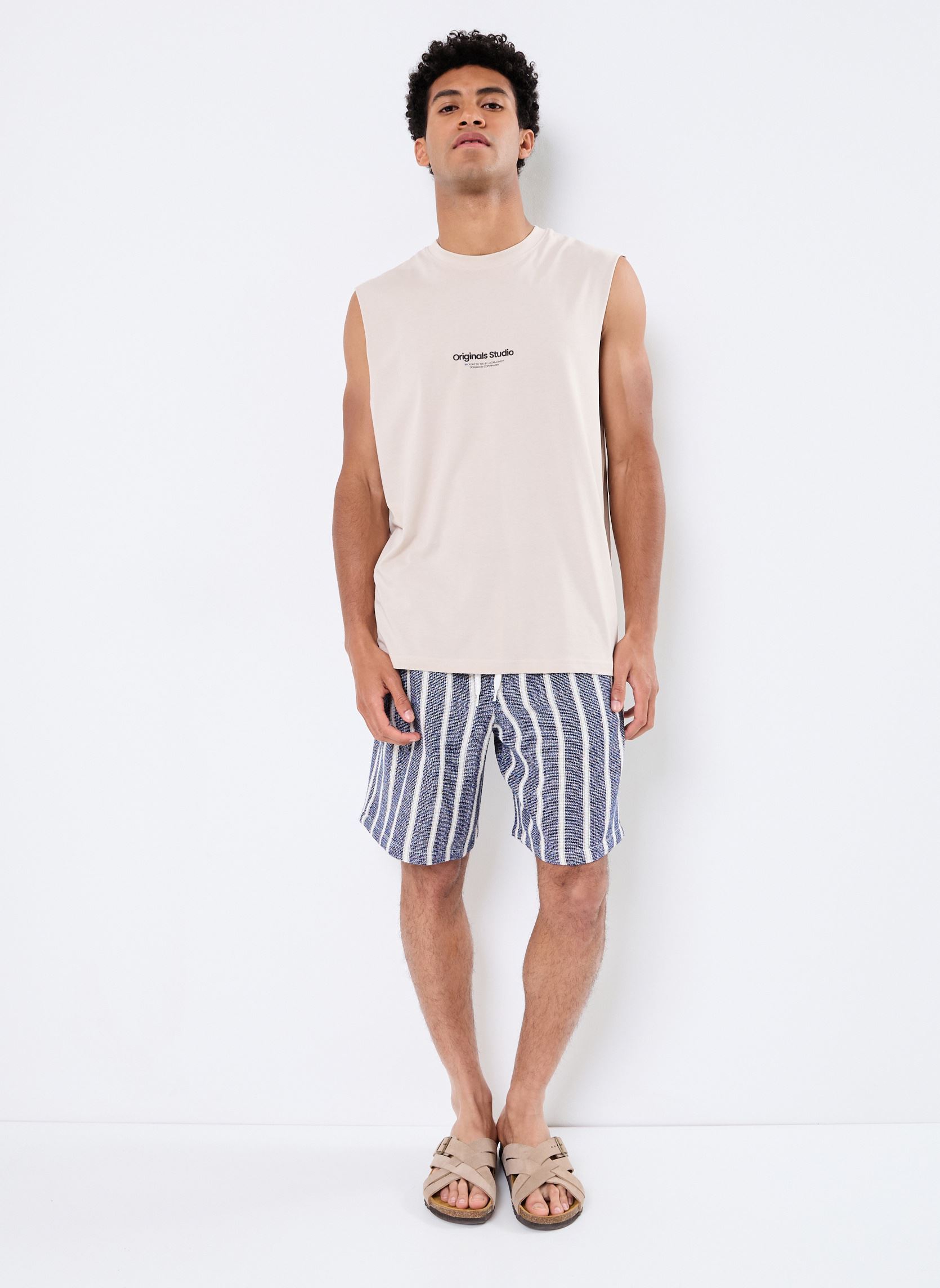 Tee-shirts manches courtes JORVESTERBRO SLEEVELESS TEE SN homme beige Jack & Jones Tee-shirts manches courtes JORVESTERBRO SLEEVELESS TEE SN homme beige MOONBEAM