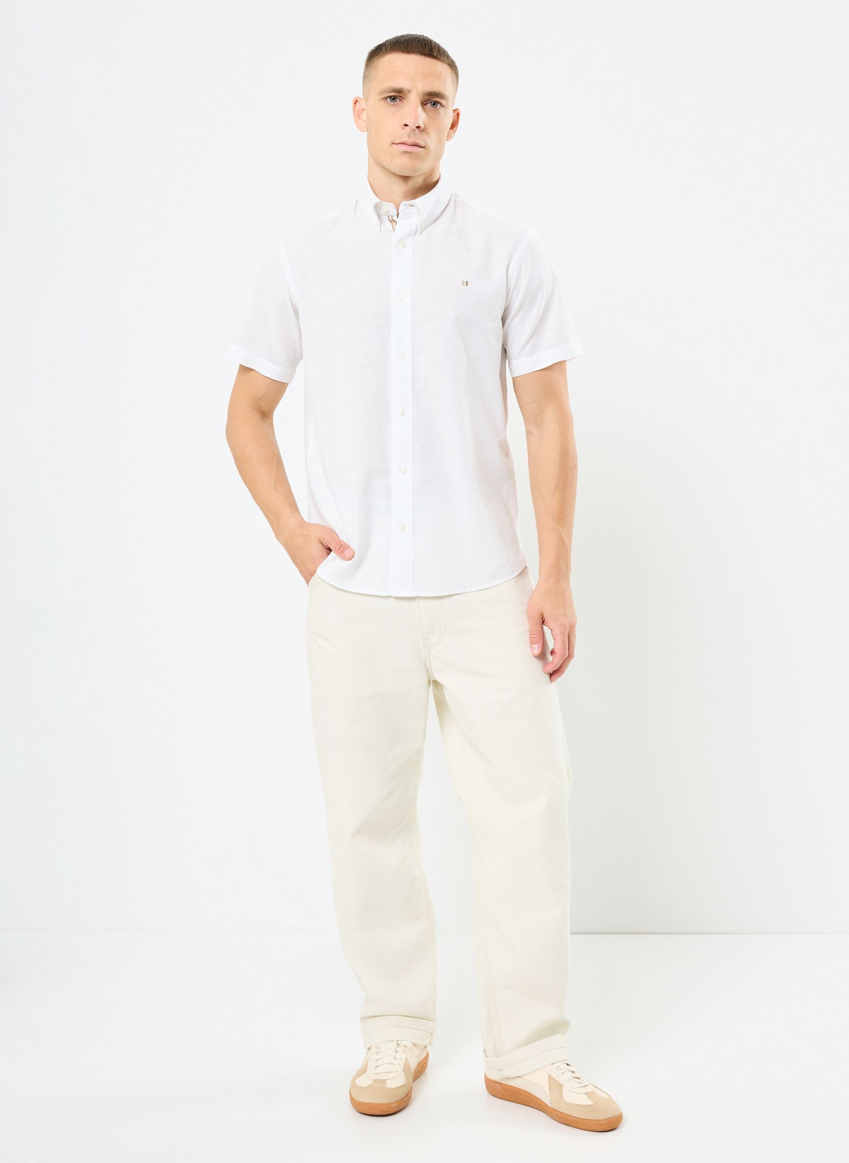 Hemden JPRBLUSUMMER SHIELD S/S SHIRT LN heren wit Jack & Jones Hemden JPRBLUSUMMER SHIELD S/S SHIRT LN heren wit BRIGHT WHITE