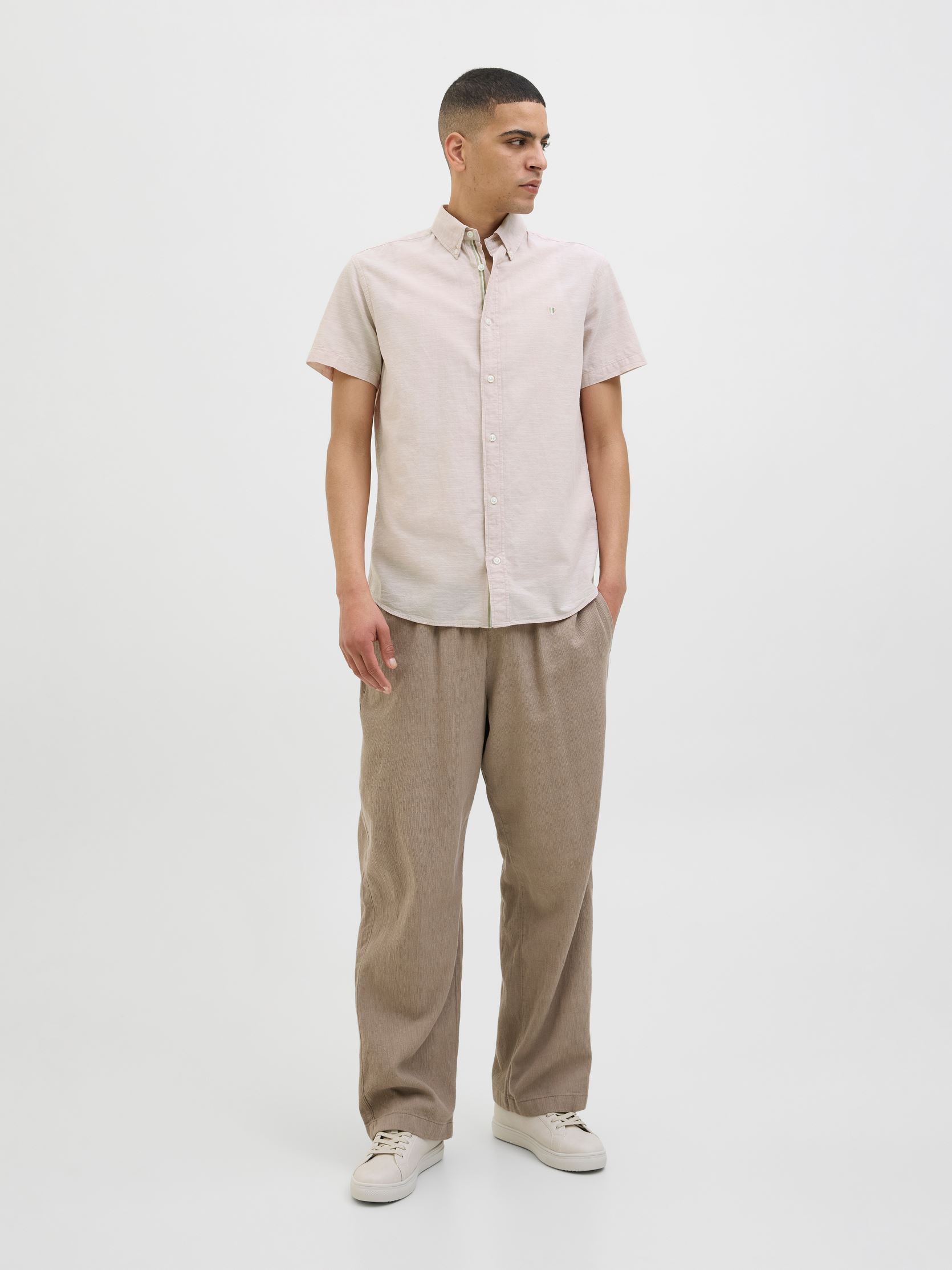Hemden JPRBLUSUMMER SHIELD S/S SHIRT LN heren roze Jack & Jones Hemden JPRBLUSUMMER SHIELD S/S SHIRT LN heren roze ROSE DUST