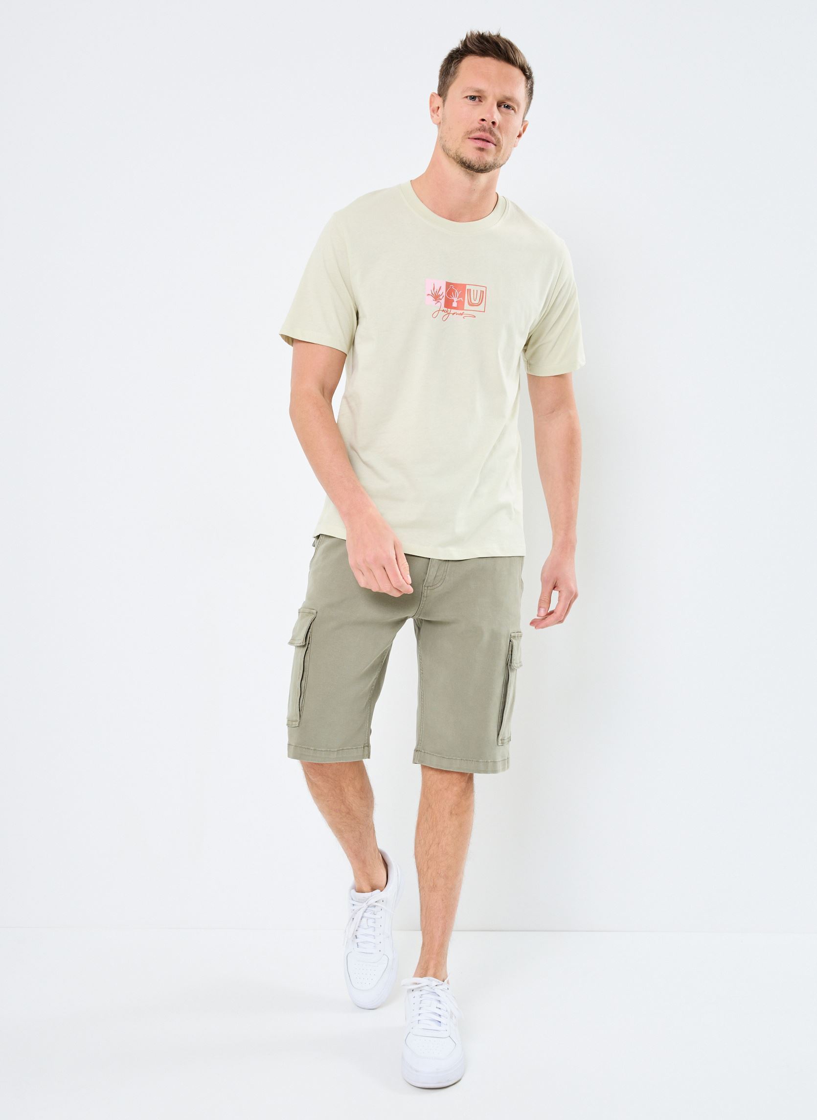 Tee-shirts manches courtes JORCANGGU FRONT TEE SS CREW NECK FST homme beige Jack & Jones Tee-shirts manches courtes JORCANGGU FRONT TEE SS CREW NECK FST homme beige CELADON TINT