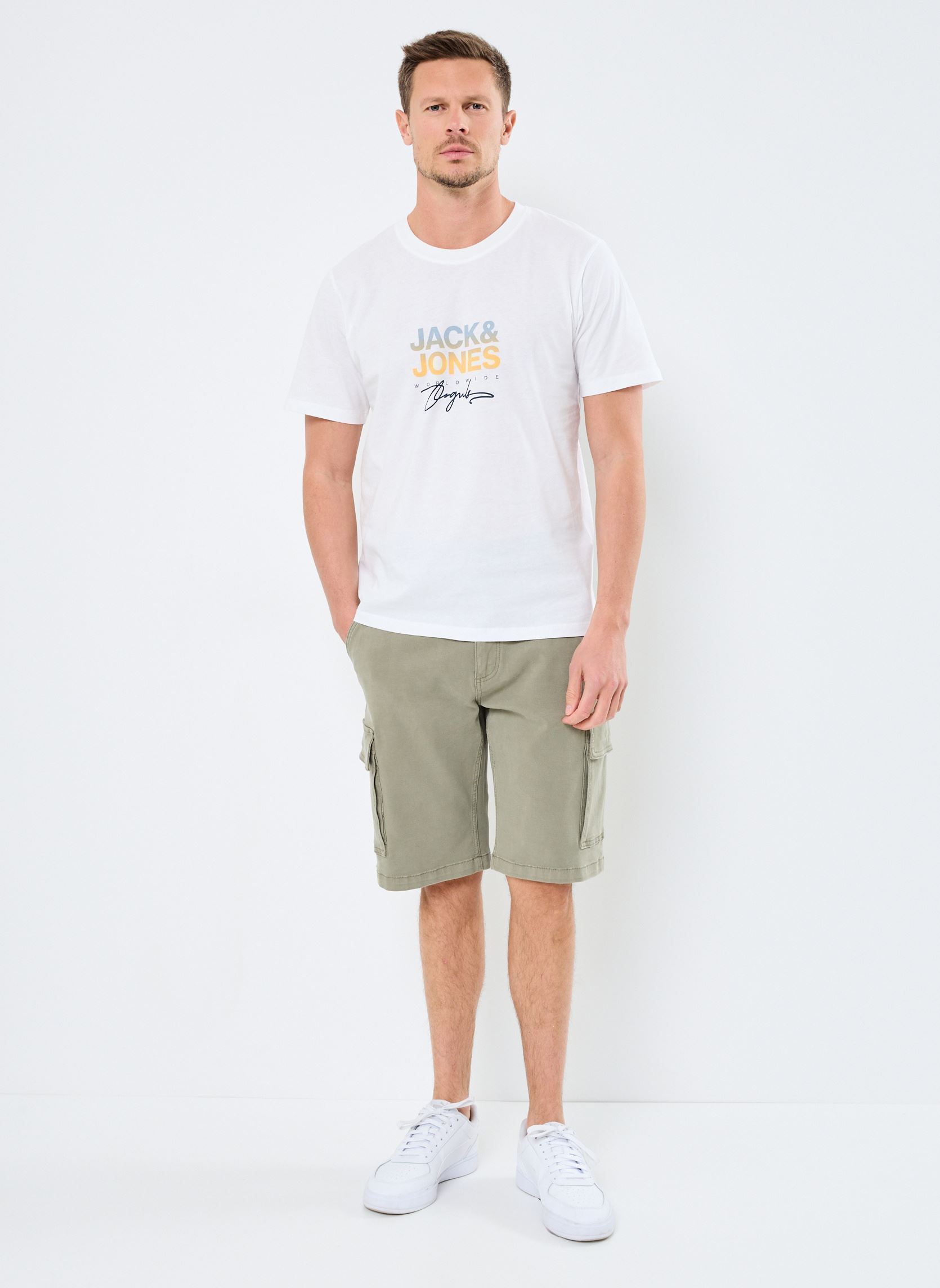 Kurzarm-T-Shirts JORCANGGU TEE SS CREW NECK FST LN herren weiß Jack & Jones Kurzarm-T-Shirts JORCANGGU TEE SS CREW NECK FST LN herren weiß BRIGHT WHITE