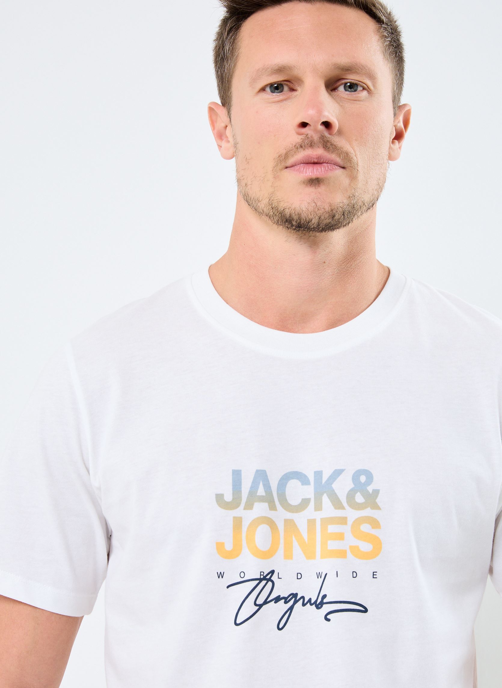 Kurzarm-T-Shirts JORCANGGU TEE SS CREW NECK FST LN herren weiß Jack & Jones Kurzarm-T-Shirts JORCANGGU TEE SS CREW NECK FST LN herren weiß BRIGHT WHITE
