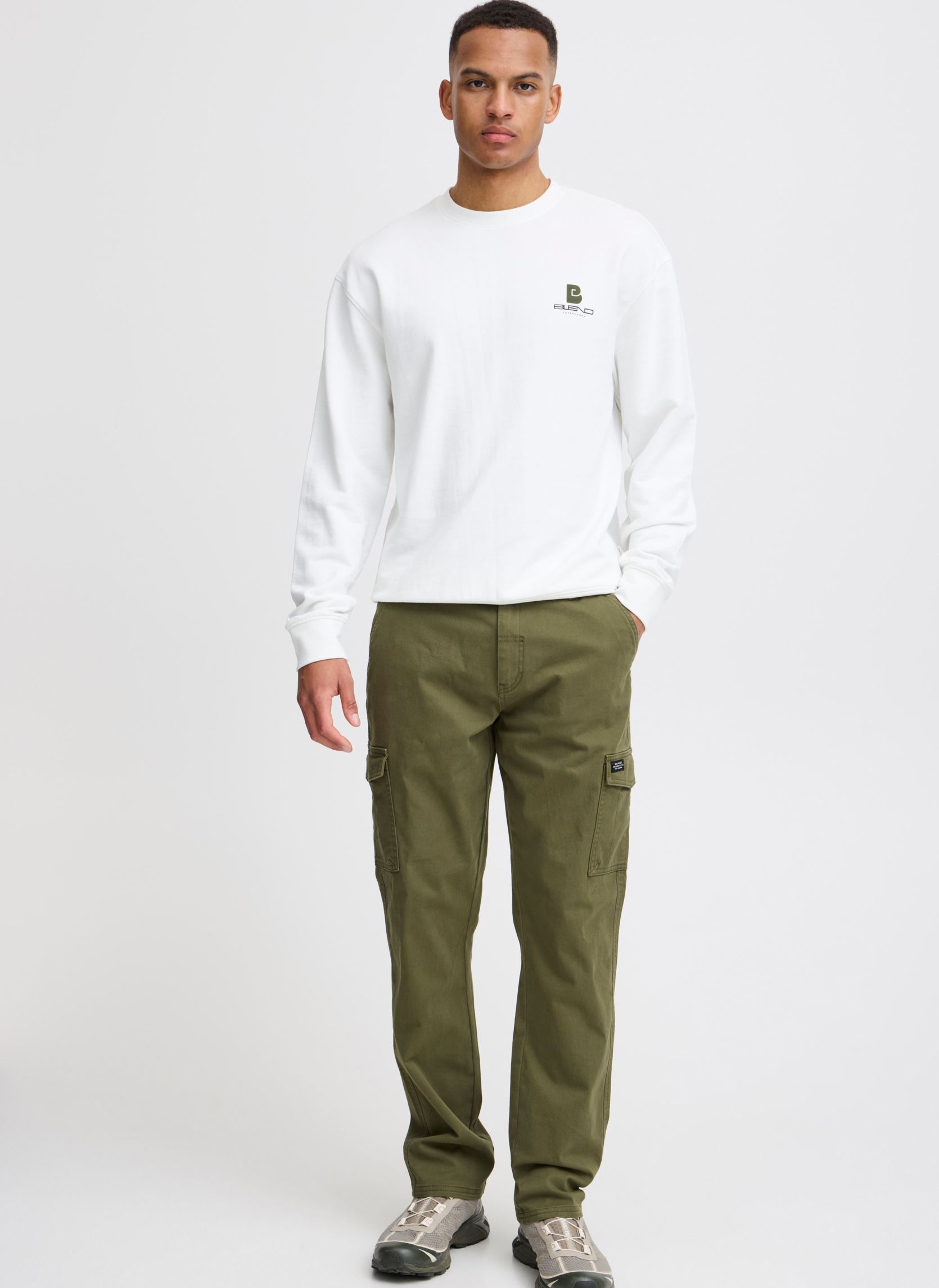 Pullover BHBRODY Sweatshirt crew print herren weiß Blend Pullover BHBRODY Sweatshirt crew print herren weiß BLANC