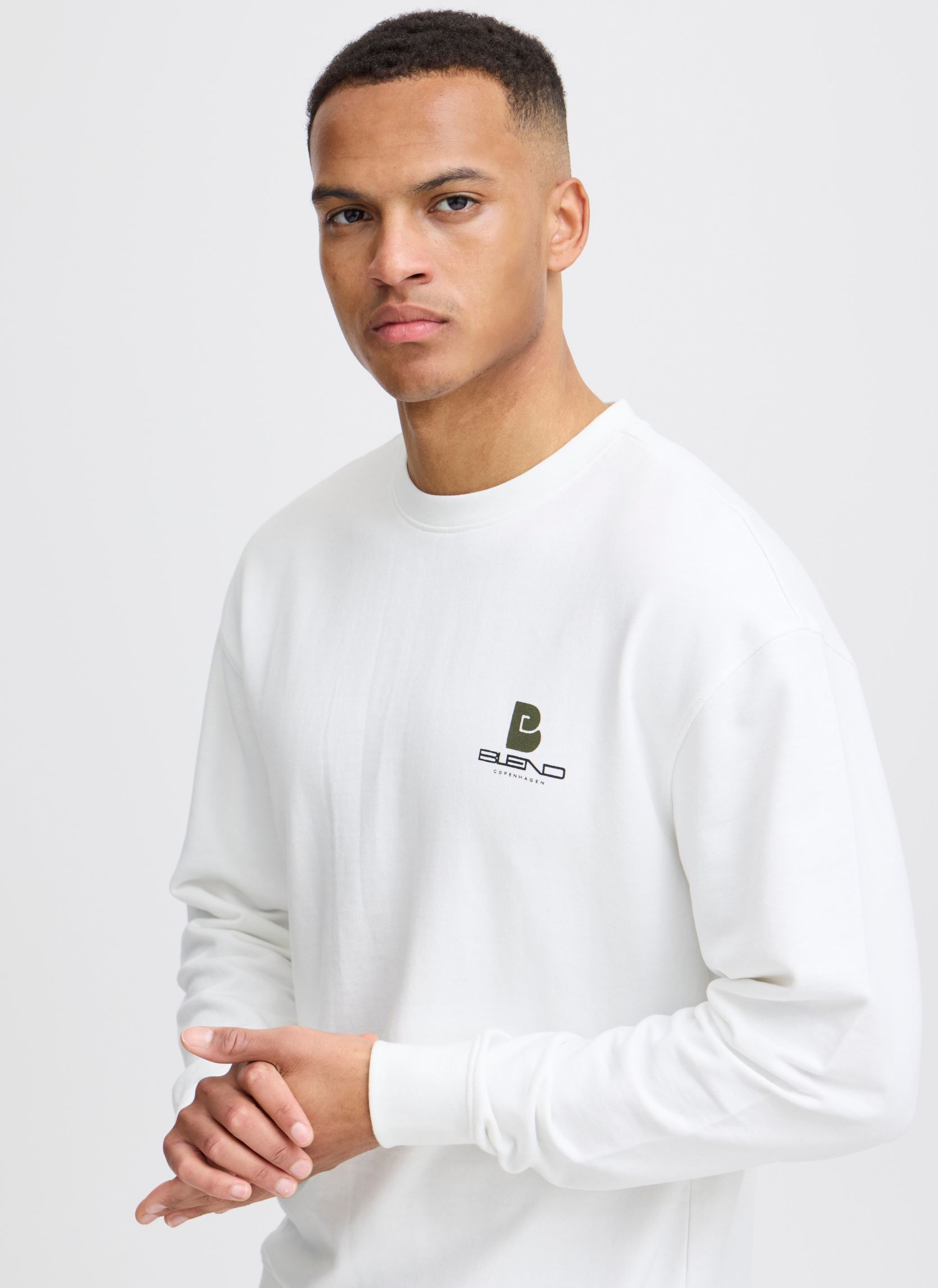 Pullover BHBRODY Sweatshirt crew print herren weiß Blend Pullover BHBRODY Sweatshirt crew print herren weiß BLANC