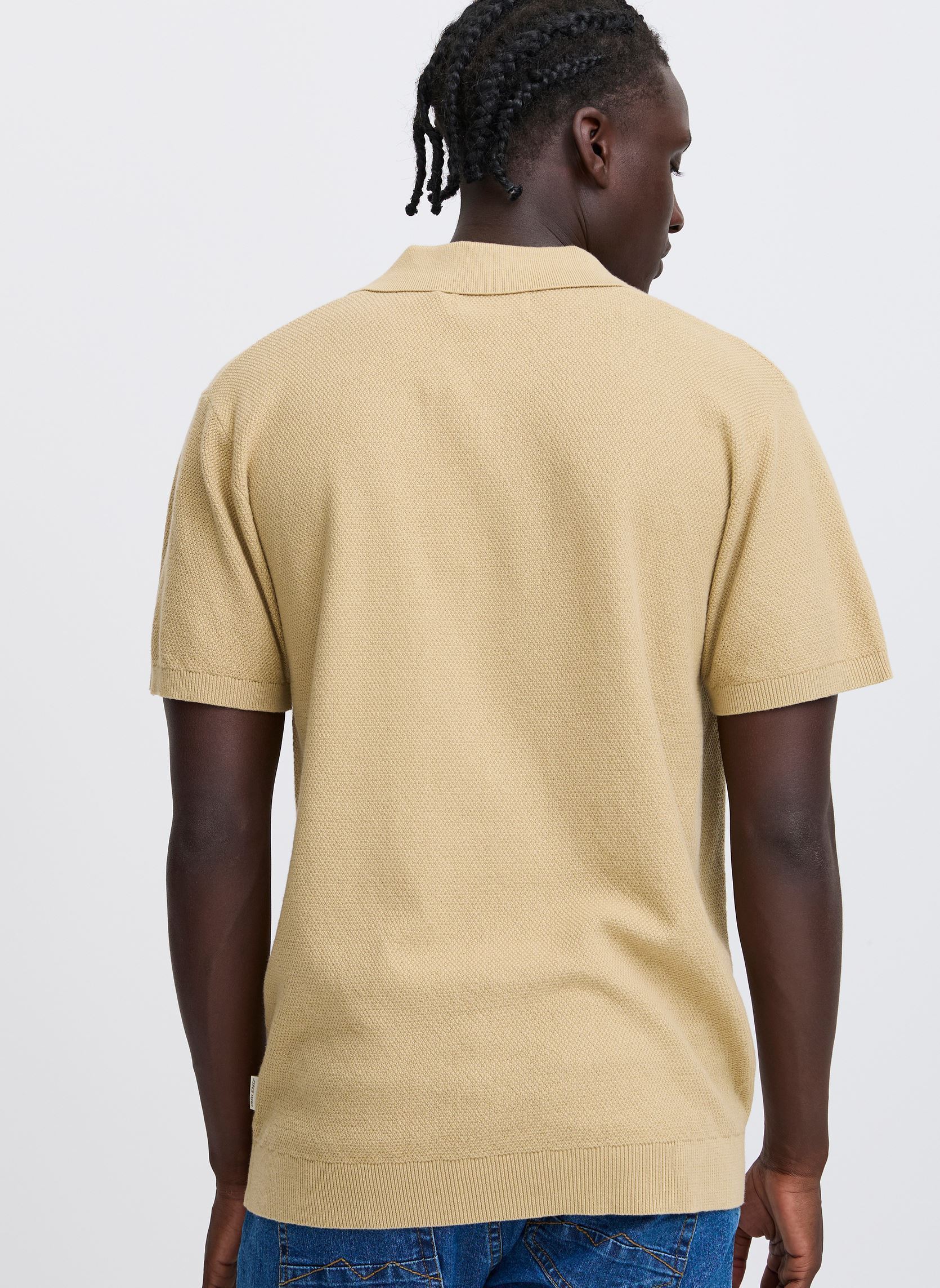 Polos manches courtes BHALK Polo knit homme beige Blend Polos manches courtes BHALK Polo knit homme beige CORNSTALK