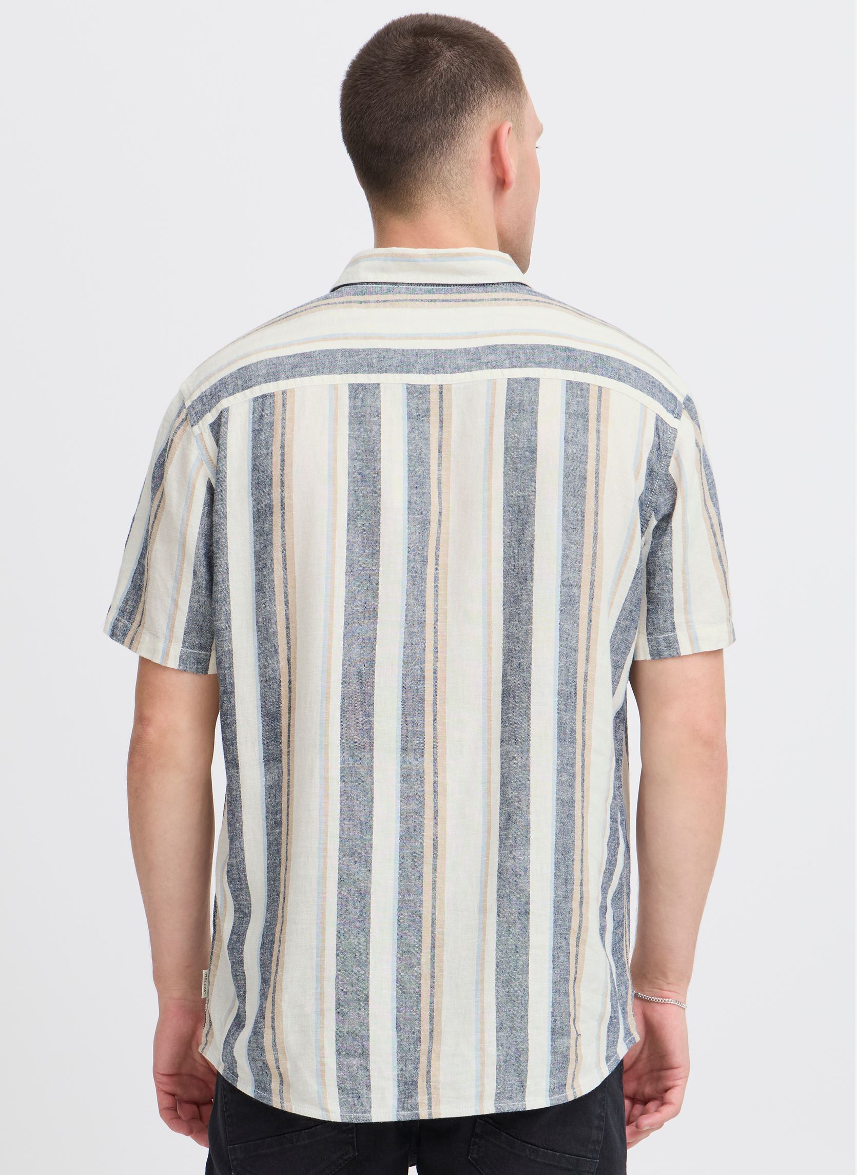 Hemden BHBOBBY Shirt stripe heren wit Blend Hemden BHBOBBY Shirt stripe heren wit SNOW WHITE