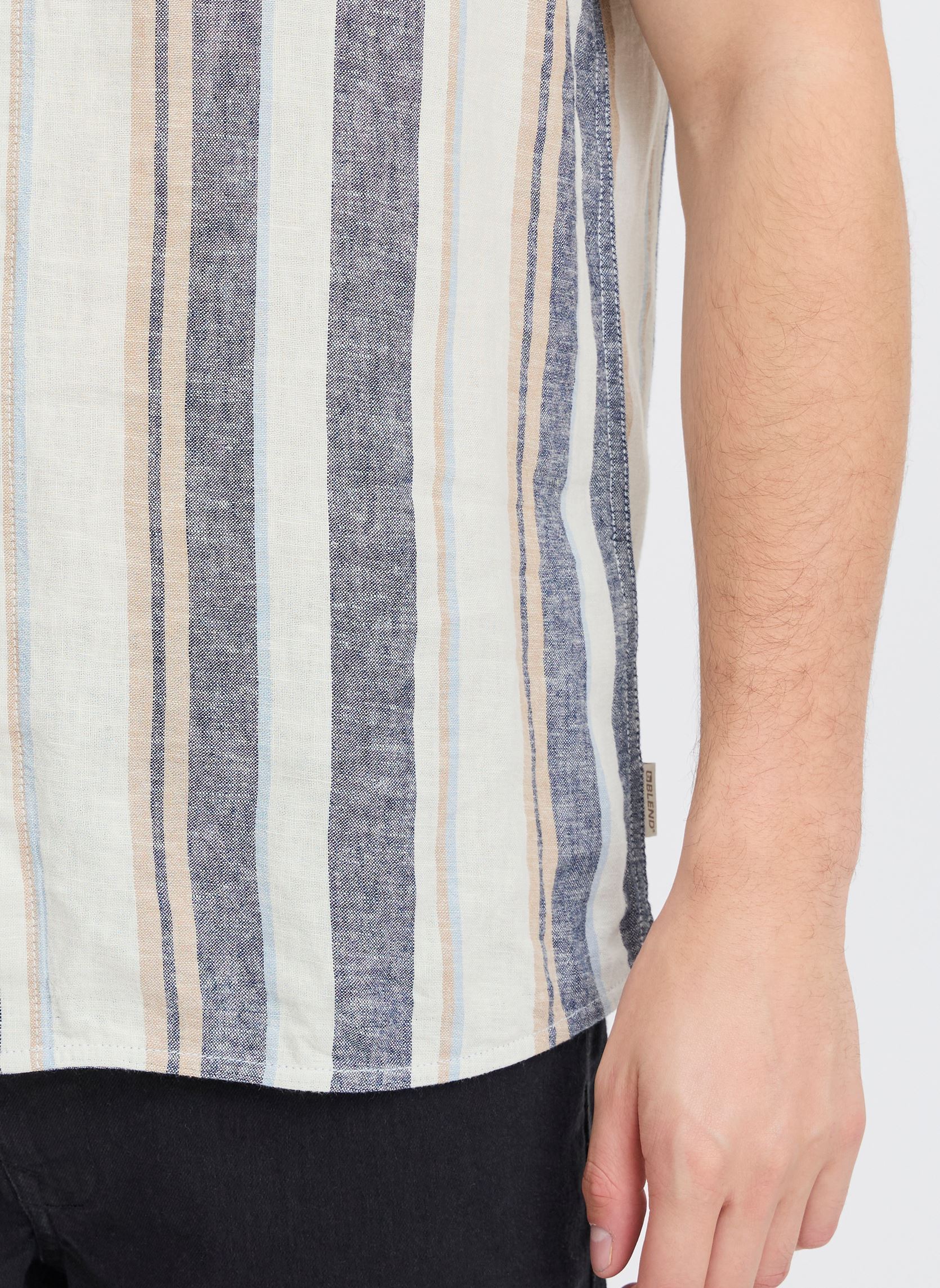 Hemden BHBOBBY Shirt stripe heren wit Blend Hemden BHBOBBY Shirt stripe heren wit SNOW WHITE